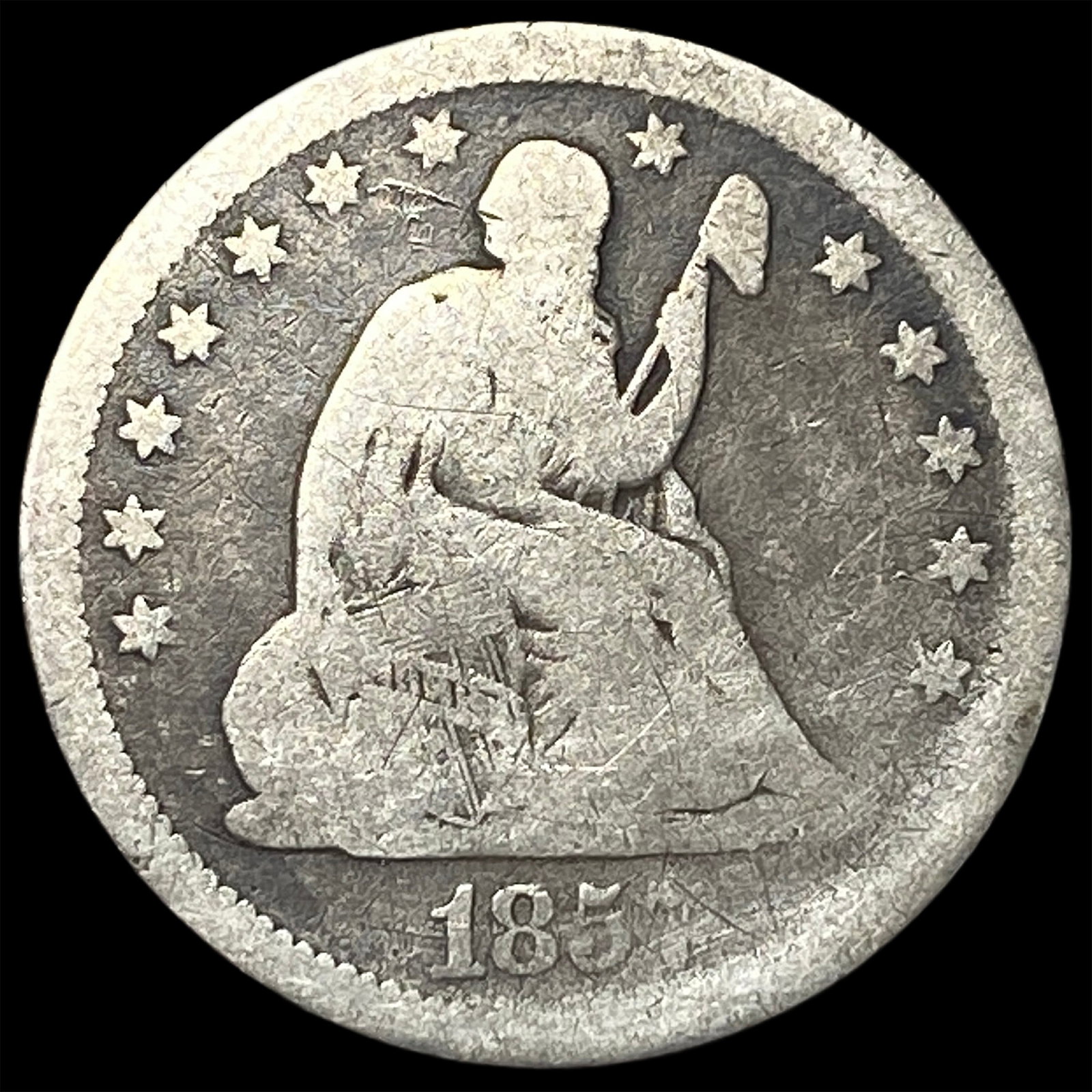 1857 Silver Seated Liberty Quarter NICELY CIRCULATED: 1857 Silver Seated Liberty Quarter NICELY CIRCULATED