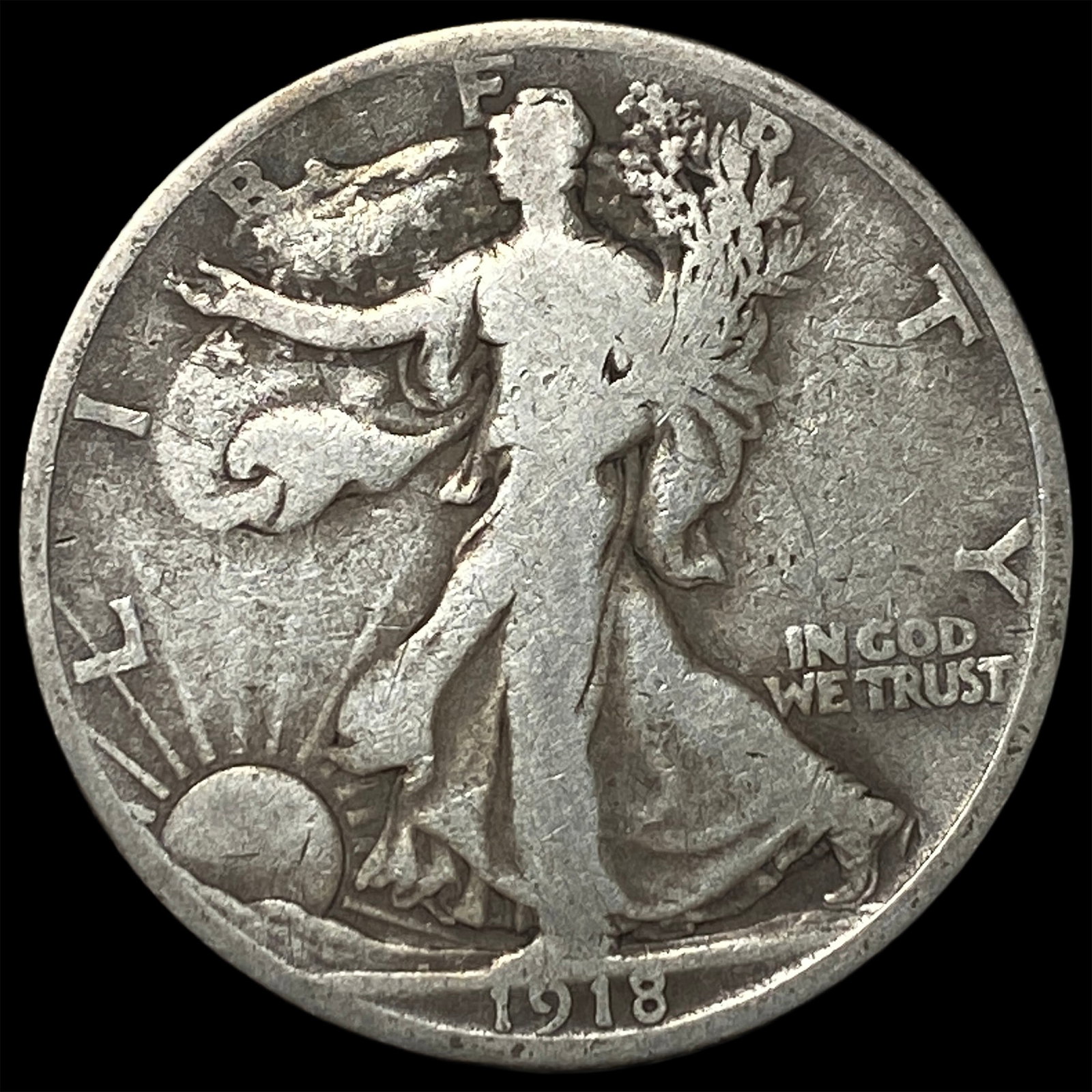 1918-D Silver Walking Liberty Half Dollar NICELY CIRCULATED: 1918-D Silver Walking Liberty Half Dollar NICELY CIRCULATED
