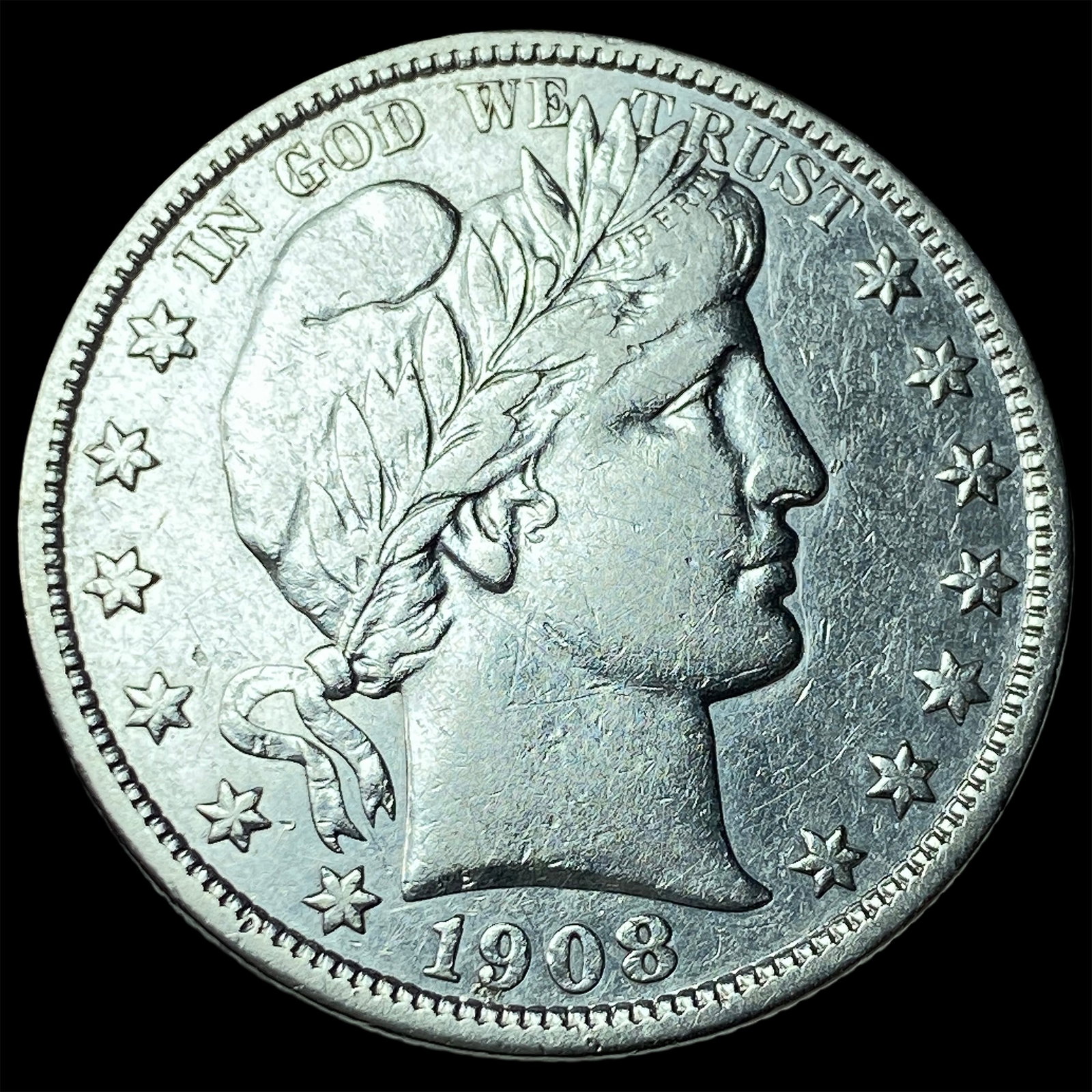 1908-D Silver Barber Half Dollar NEARLY UNCIRCULATED: 1908-D Silver Barber Half Dollar NEARLY UNCIRCULATED
