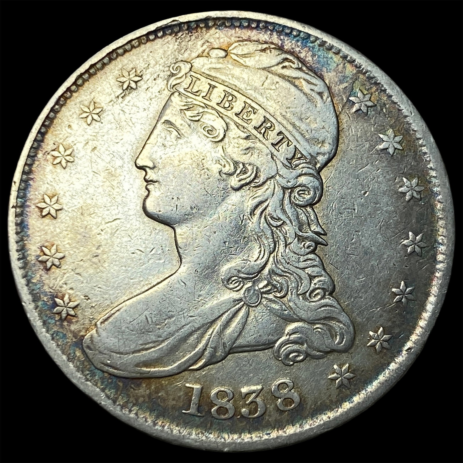 1838 Silver Capped Bust Half Dollar NEARLY UNCIRCULATED: 1838 Silver Capped Bust Half Dollar NEARLY UNCIRCULATED