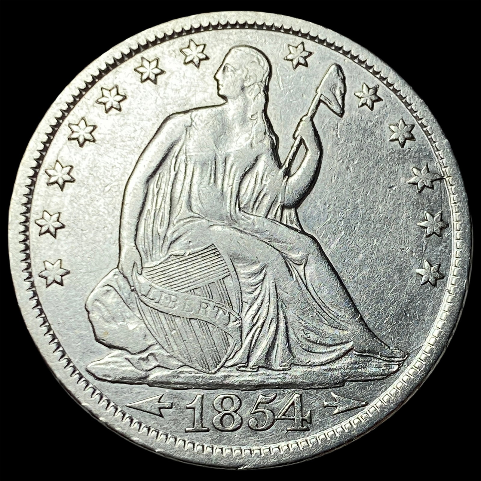 1854-O Arrows Silver Half Dollar CLOSELY UNCIRCULATED: 1854-O Arrows Silver Half Dollar CLOSELY UNCIRCULATED
