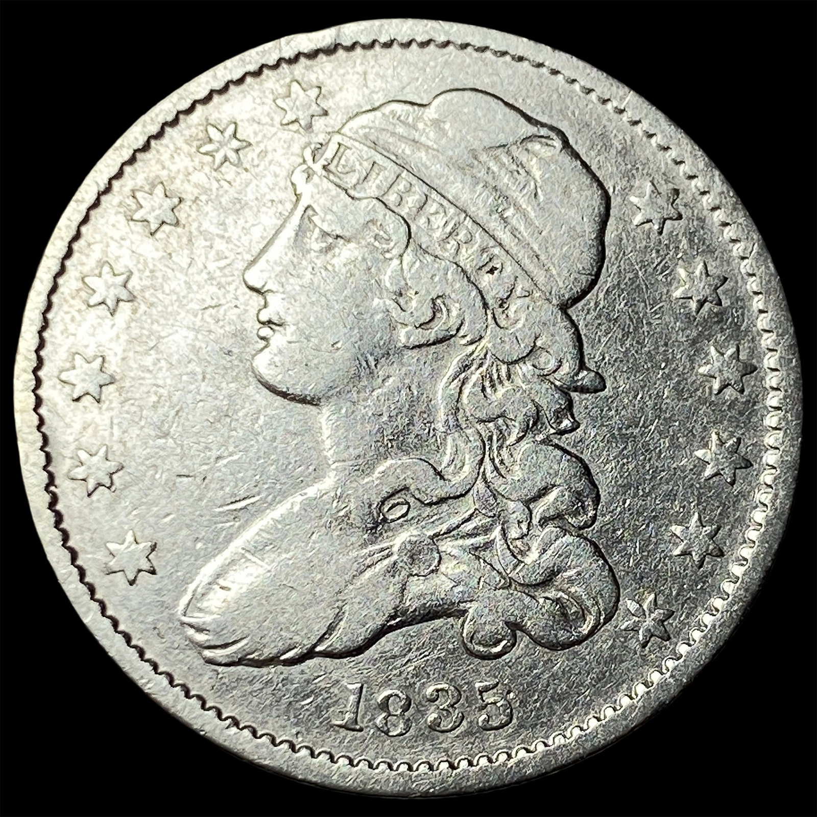 1835 Capped Bust Silver Quarter NEARLY UNCIRCULATED (1 of 2)