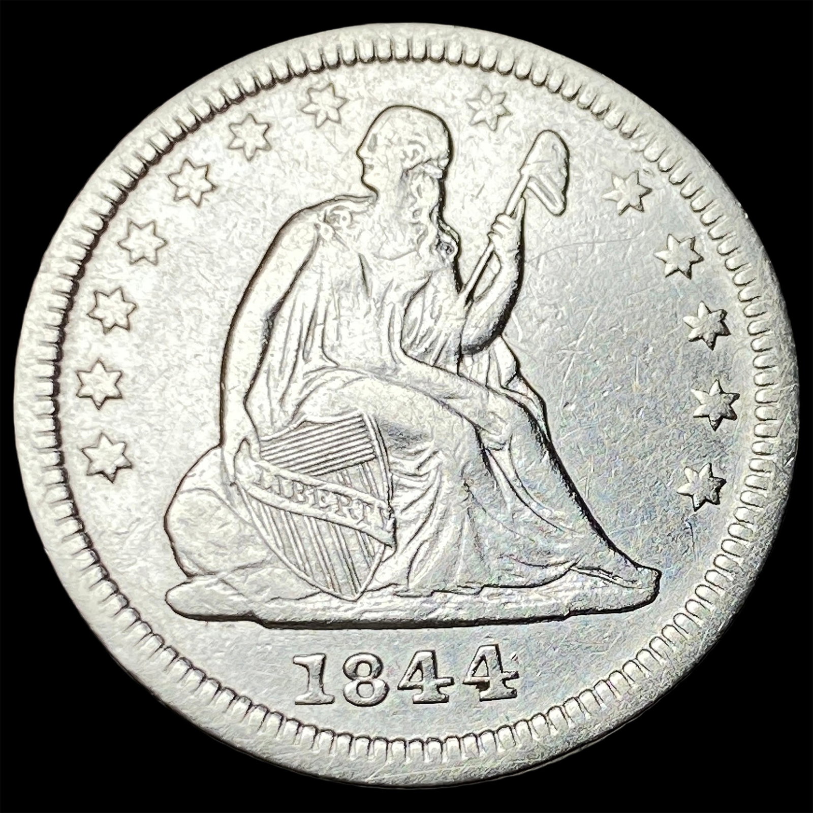1844 Seated Liberty Quarter NEARLY UNCIRCULATED: 1844 Seated Liberty Quarter NEARLY UNCIRCULATED