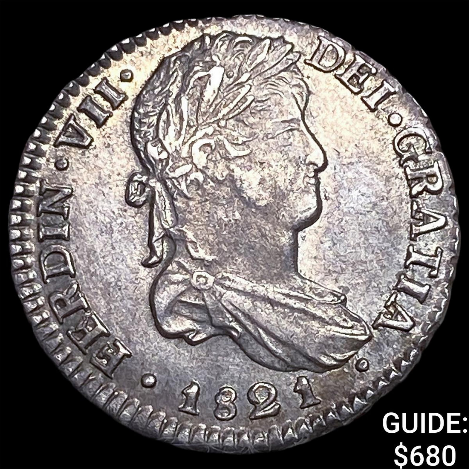 1821-PJ Bolivia Ferdinand VII Silver 1 Real: 1821-PJ Bolivia Ferdinand VII Silver 1 Real