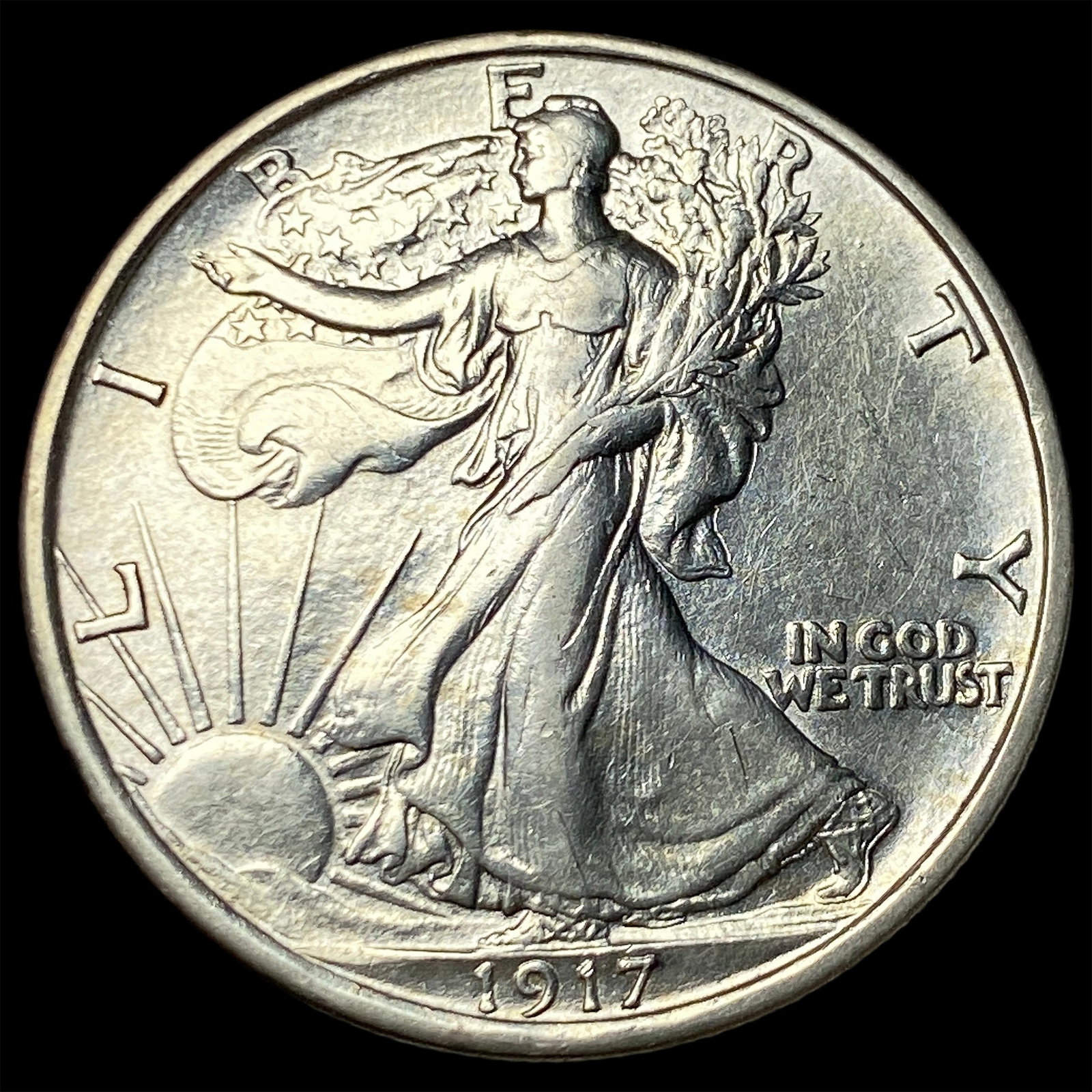 1917-S Silver Walking Liberty Half Dollar LIGHTLY CIRCULATED: 1917-S Silver Walking Liberty Half Dollar LIGHTLY CIRCULATED