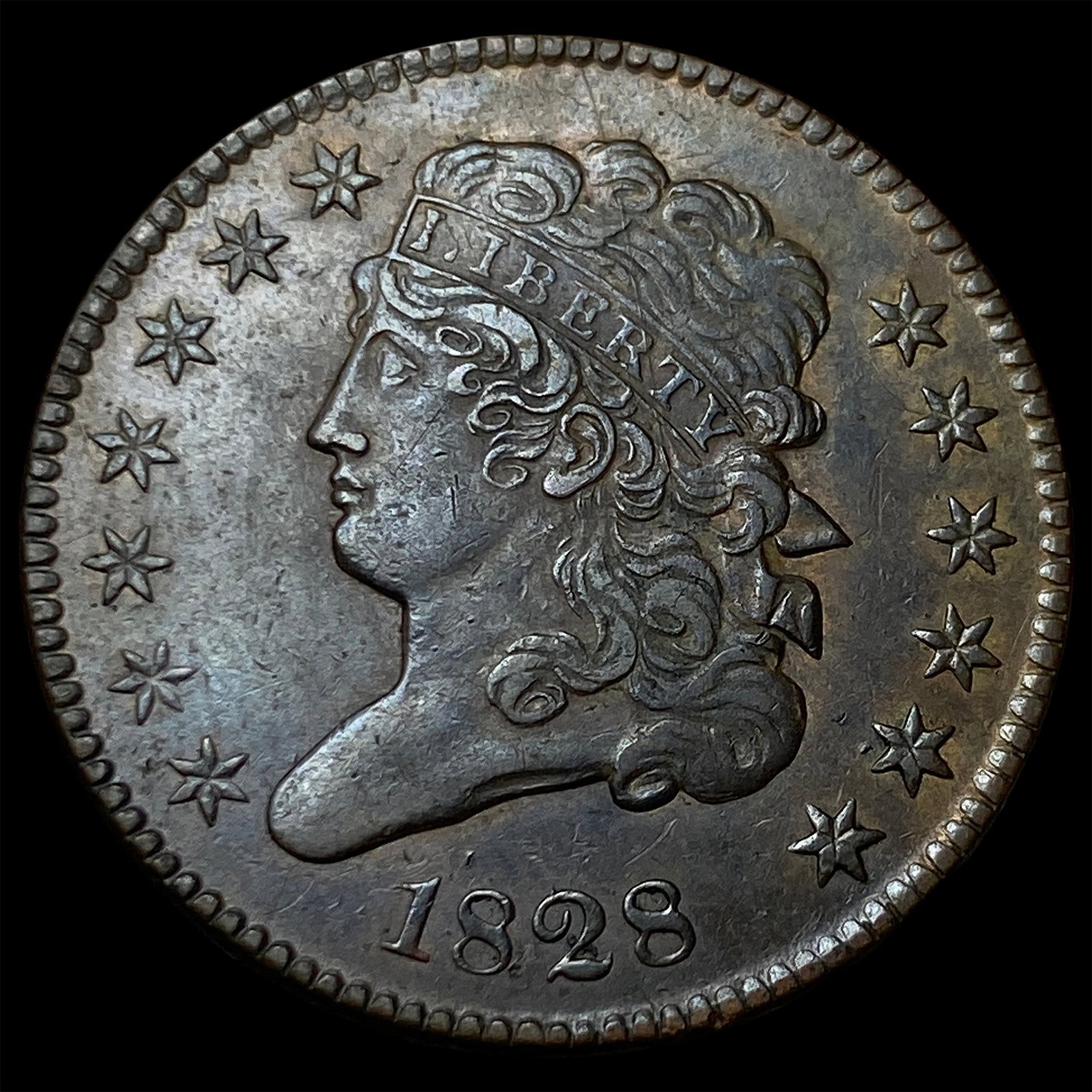 1828 Classic Head Half Cent CLOSELY UNCIRCULATED: 1828 Classic Head Half Cent CLOSELY UNCIRCULATED
