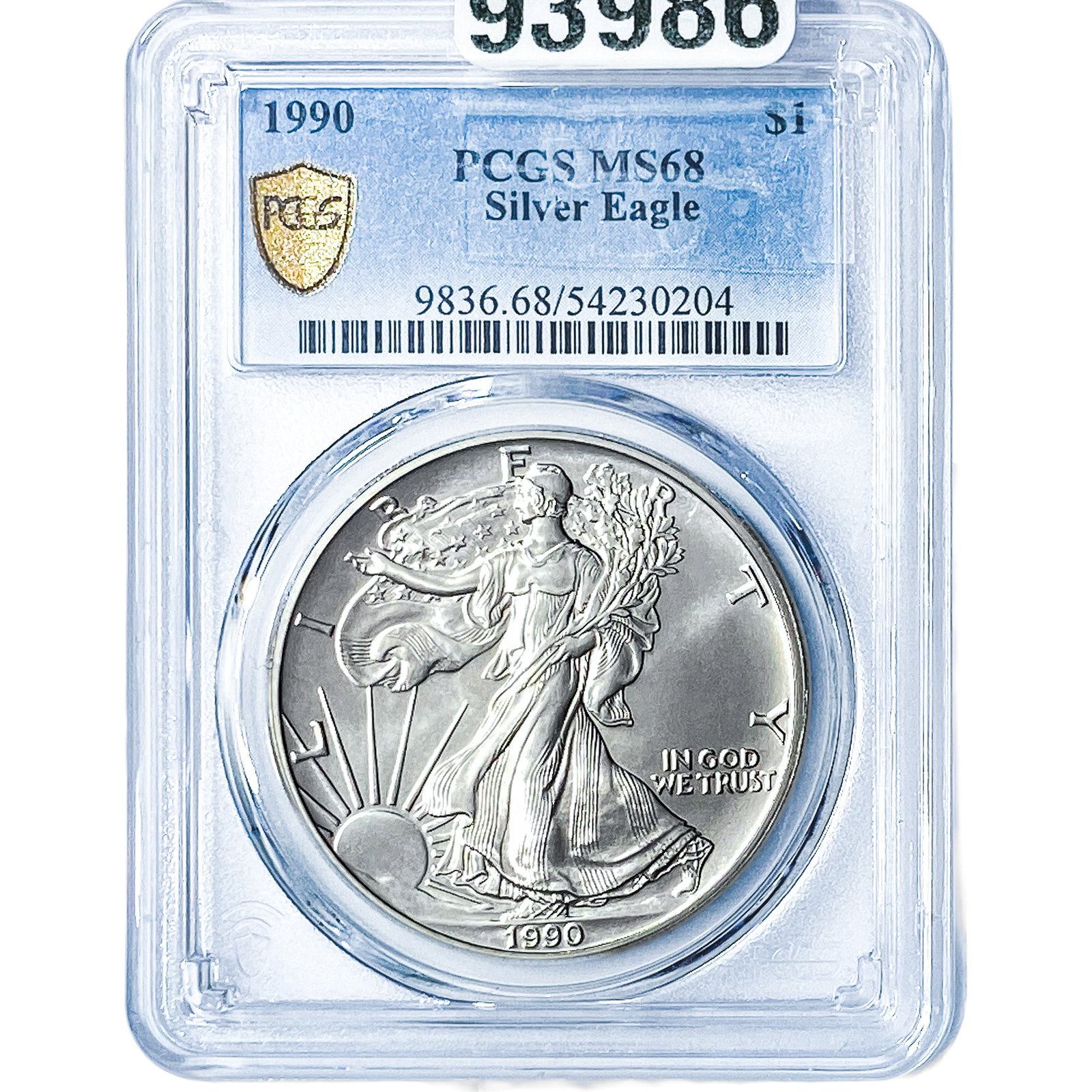 1990 Silver Eagle PCGS MS68: 1990 Silver Eagle PCGS MS68