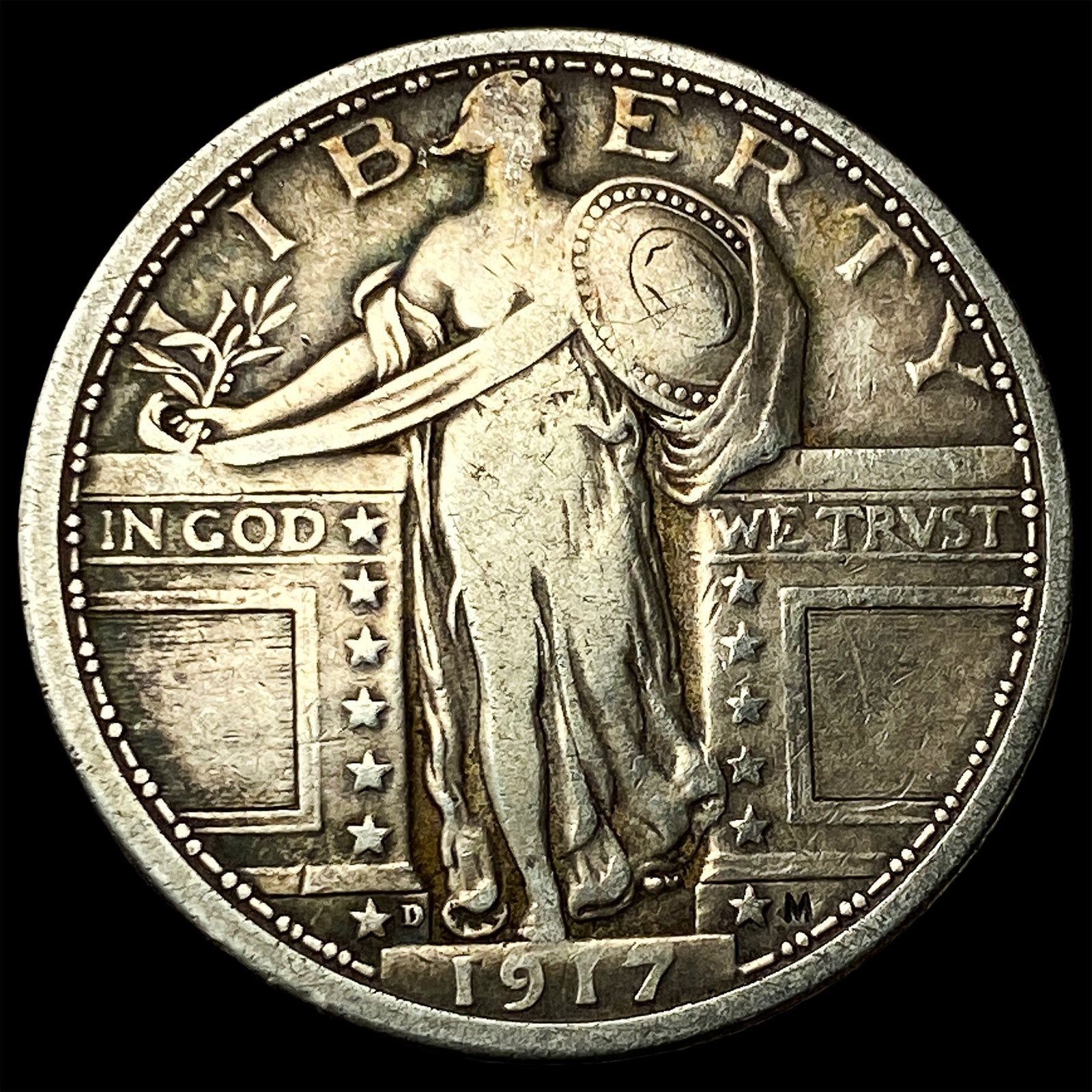 1917-D Type 1 Silver Standing Liberty Quarter LIGHTLY CIRCULATED: 1917-D Type 1 Silver Standing Liberty Quarter LIGHTLY CIRCULATED