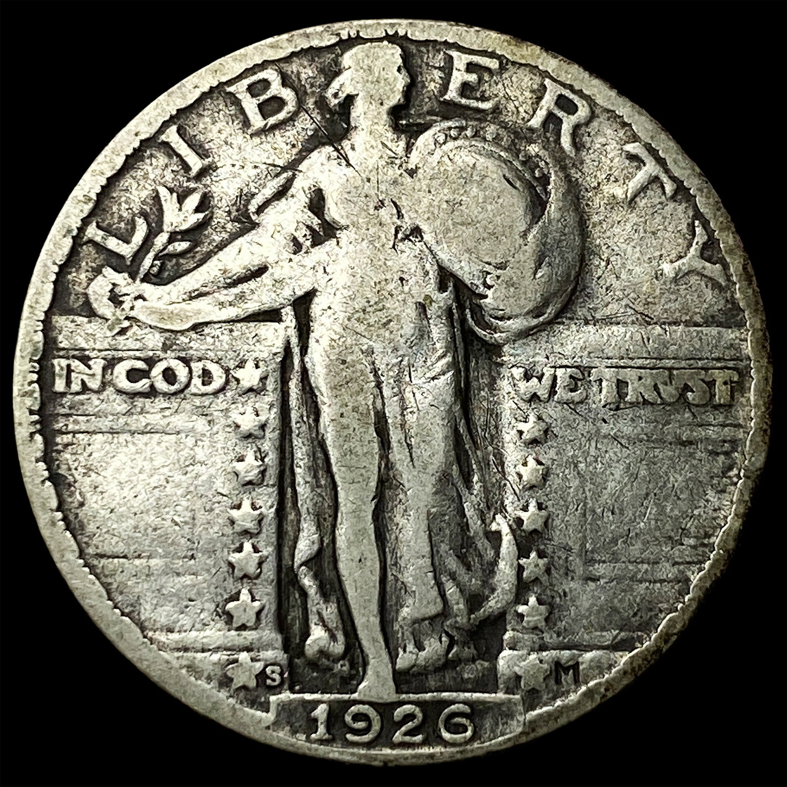 1926-S Silver Standing Liberty Quarter LIGHTLY CIRCULATED (1 of 2)
