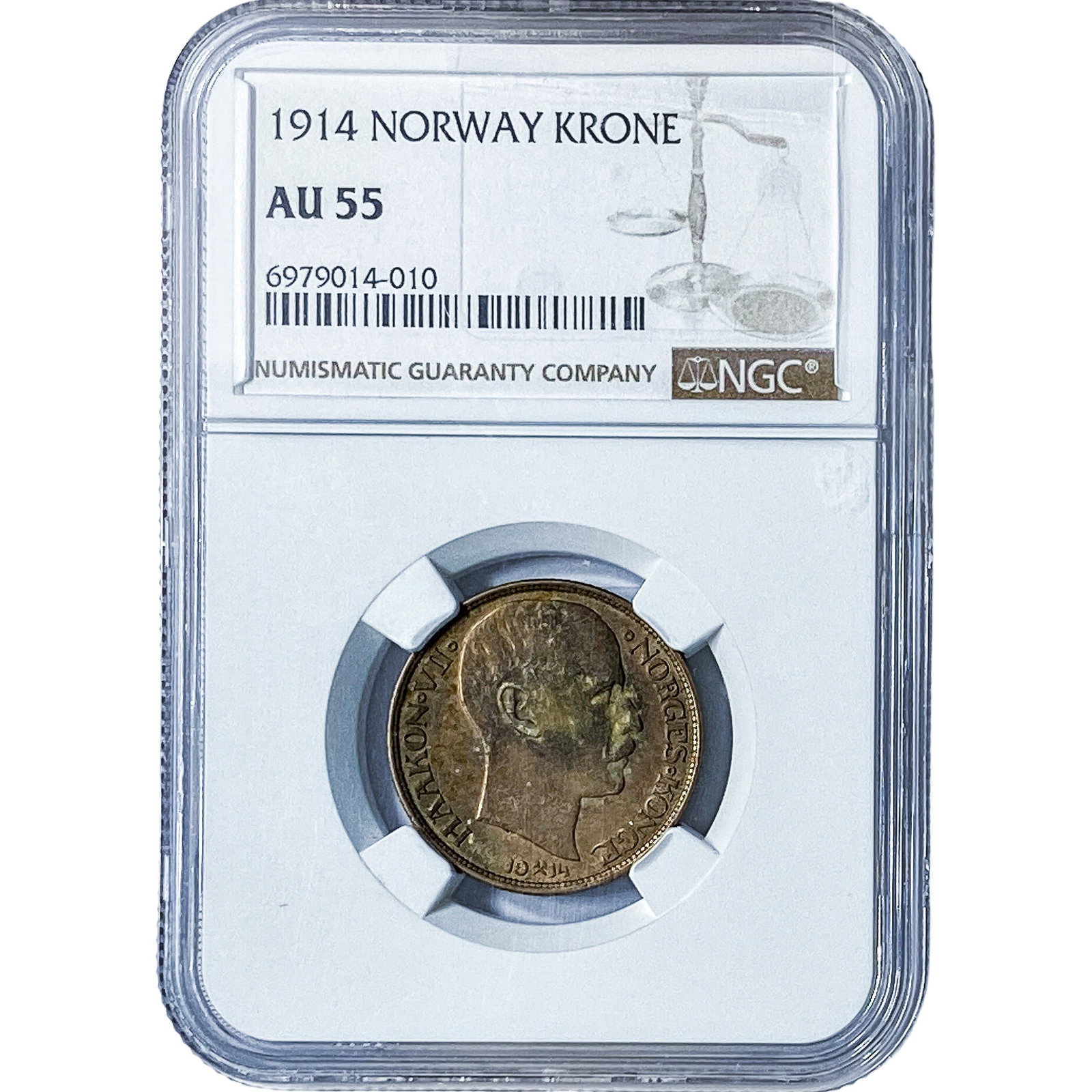 1914 Norway Silver 1 Krone NGC AU55: 1914 Norway Silver 1 Krone NGC AU55