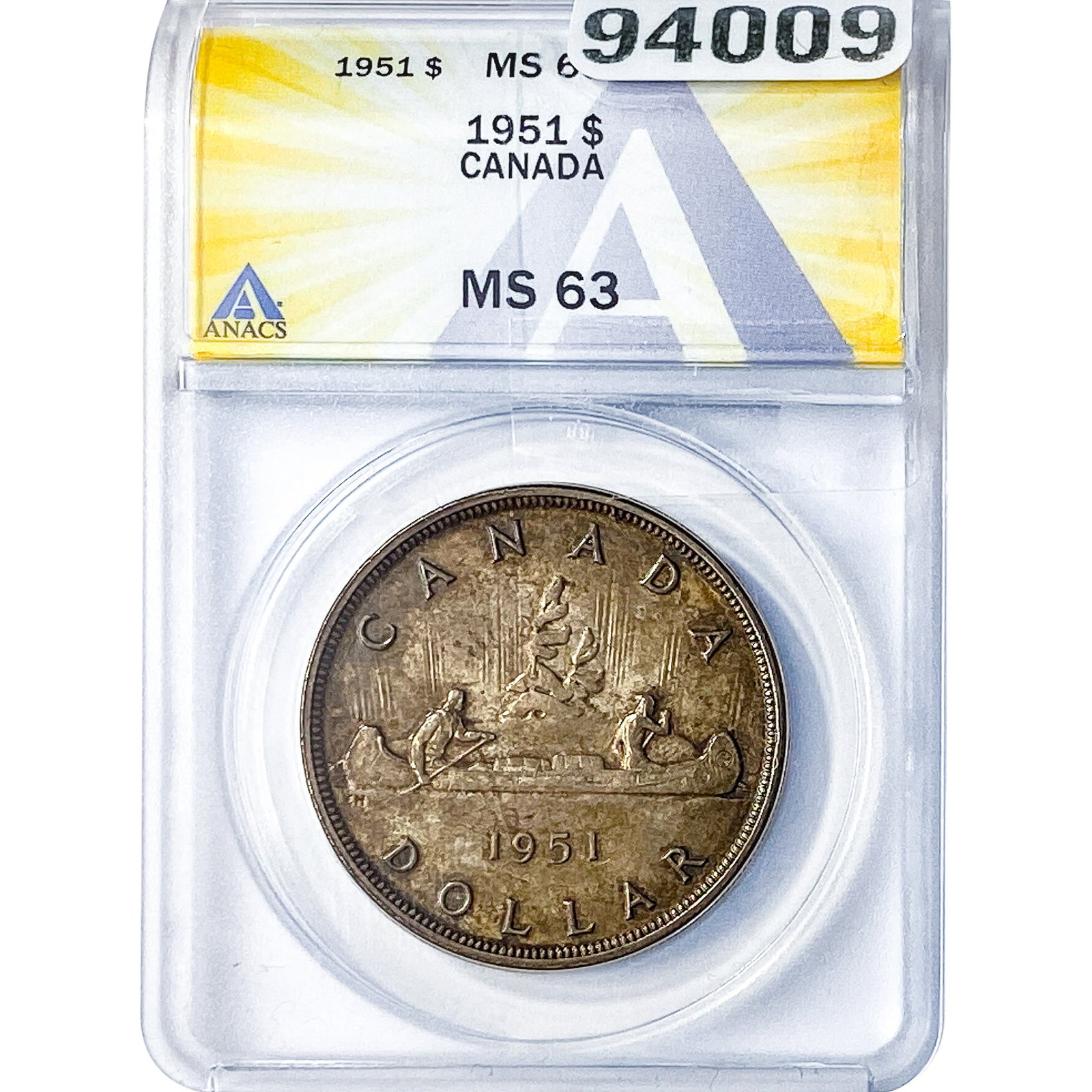1951 Canada Silver Dollar ANACS MS63: 1951 Canada Silver Dollar ANACS MS63