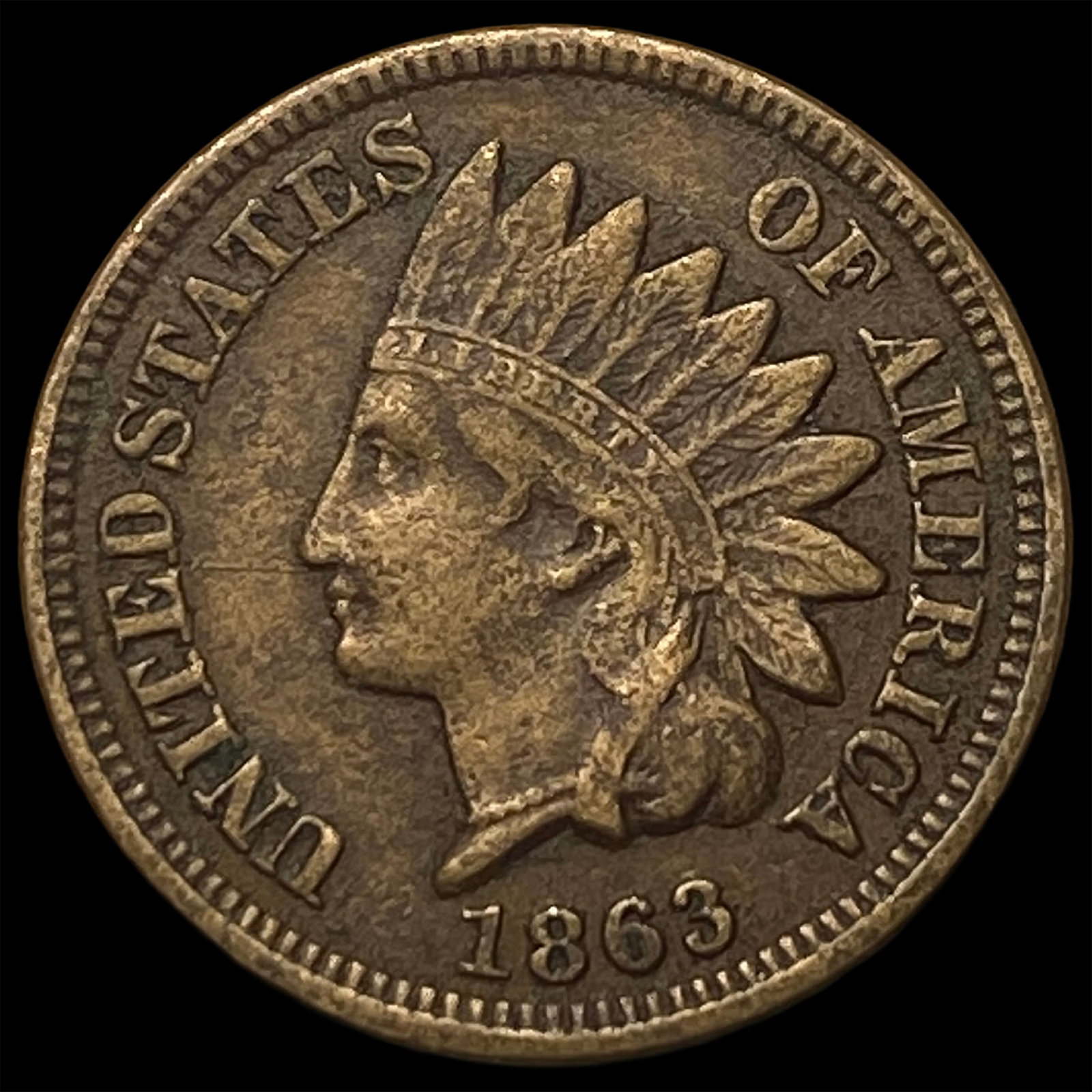 1863 Indian Head Cent NEARLY UNCIRCULATED (1 of 2)