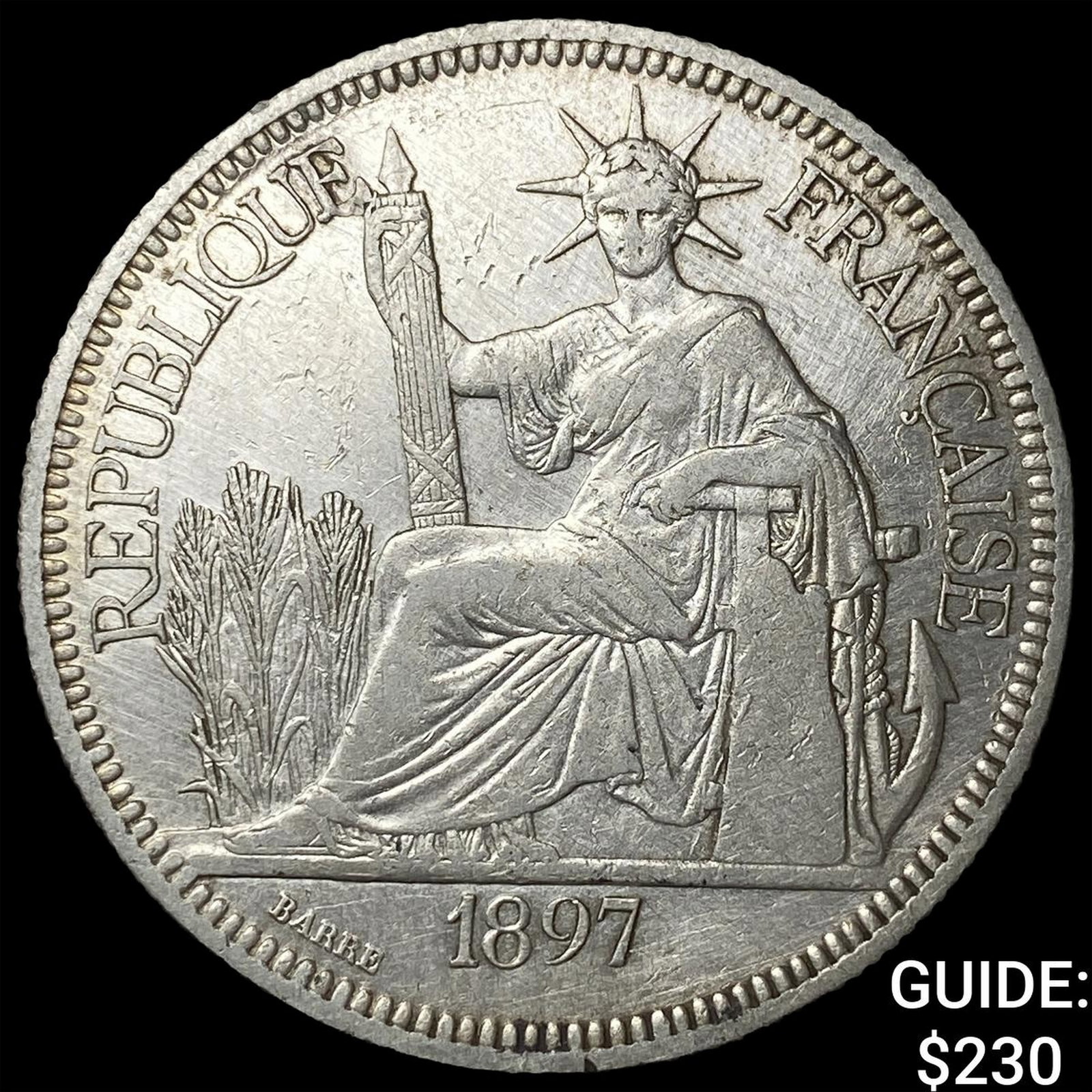 1897 French Indo-China .7813oz Silver Piastre: 1897 French Indo-China .7813oz Silver Piastre