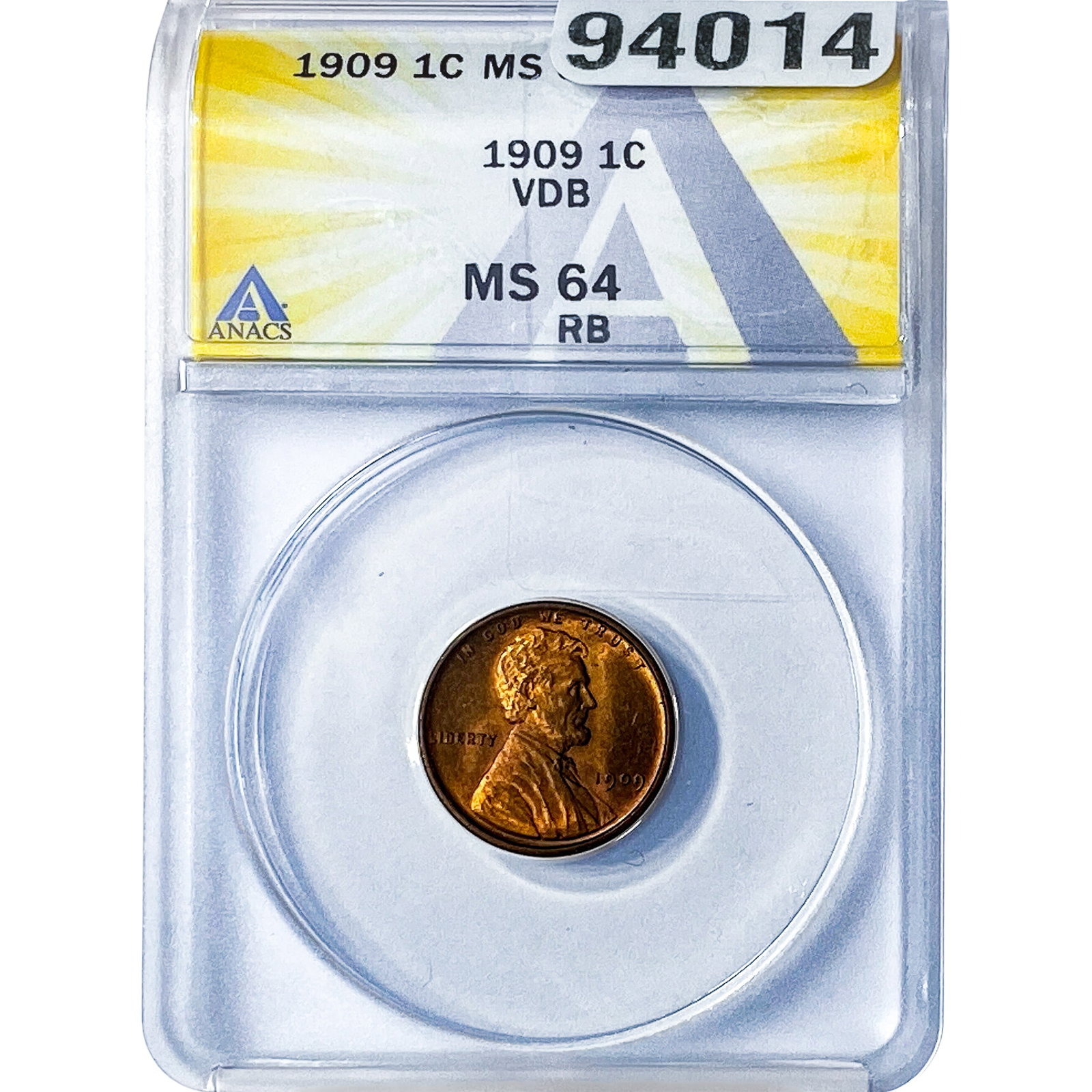 1909 VDB Wheat Cent ANACS MS64 RB (1 of 2)