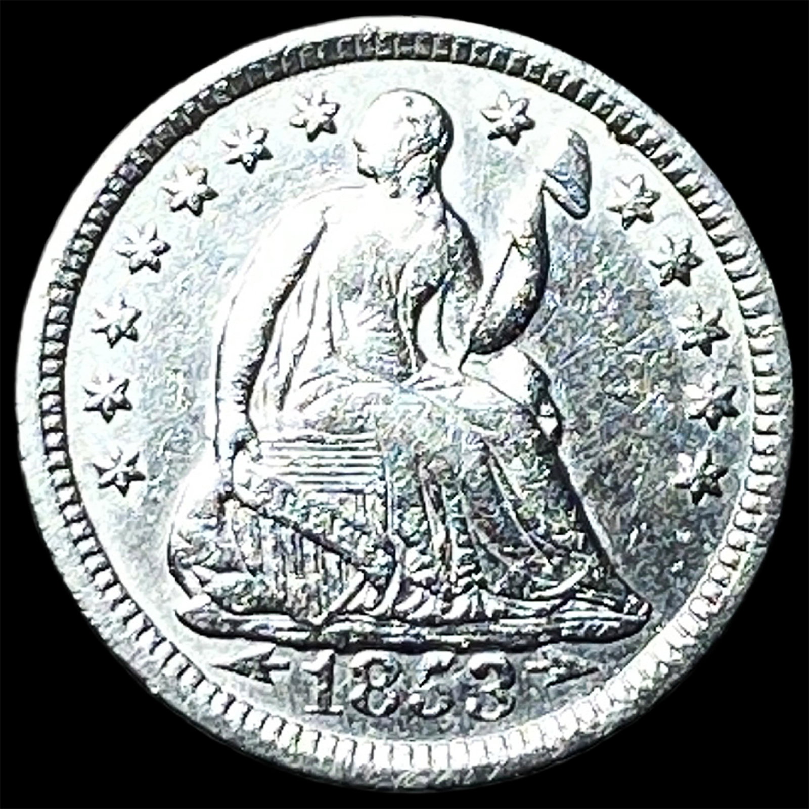 1853 Seated Liberty Silver Half Dime CHOICE AU: 1853 Seated Liberty Silver Half Dime CHOICE AU