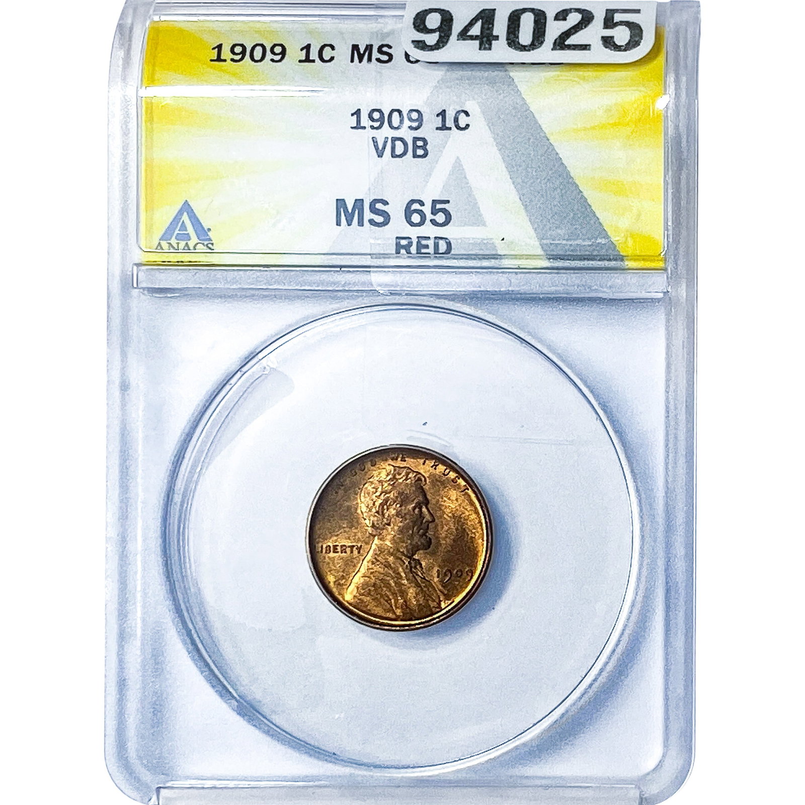1909 VDB Wheat Cent ANACS MS65 Red (1 of 2)