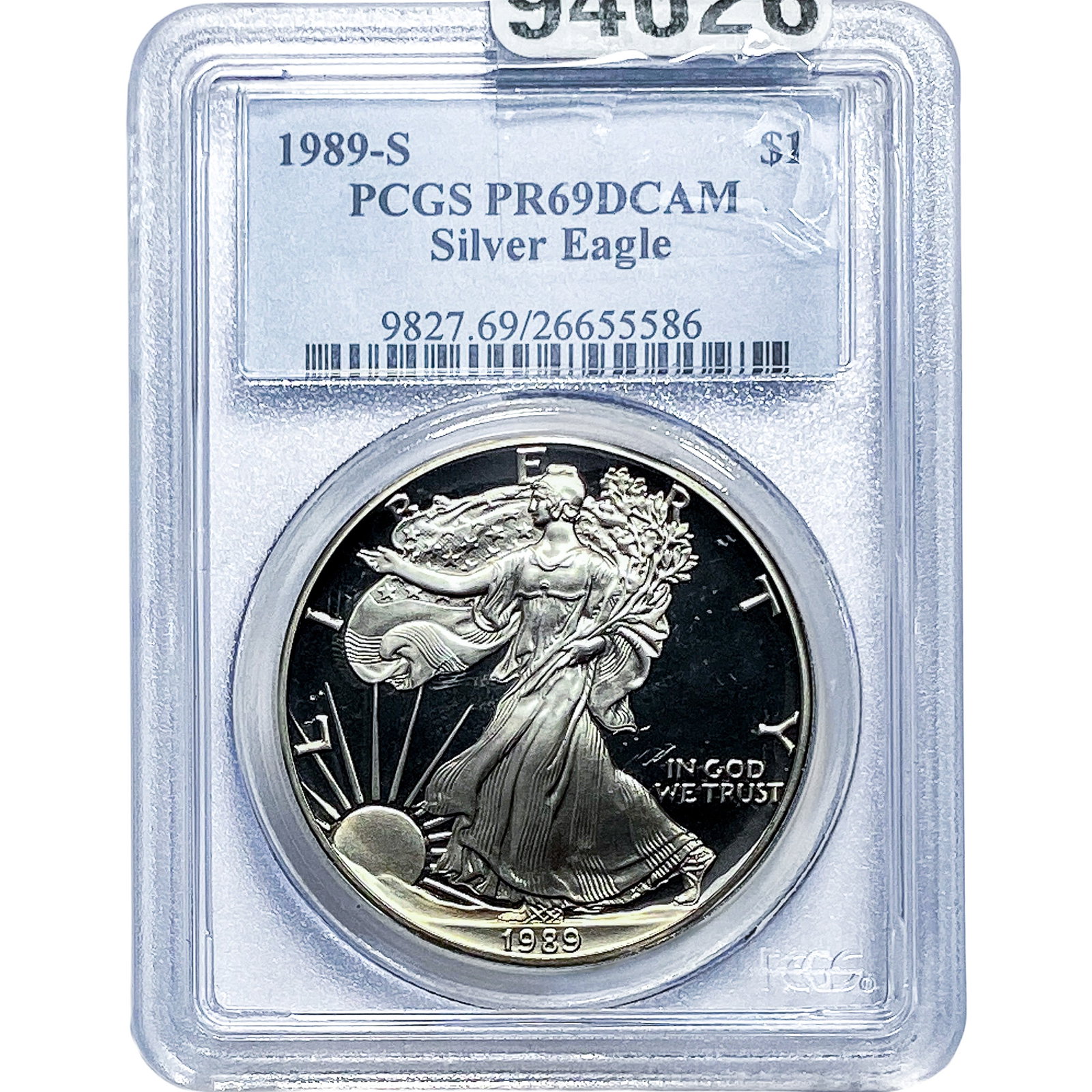 1989-S Silver Eagle PCGS PR69 DCAM: 1989-S Silver Eagle PCGS PR69 DCAM