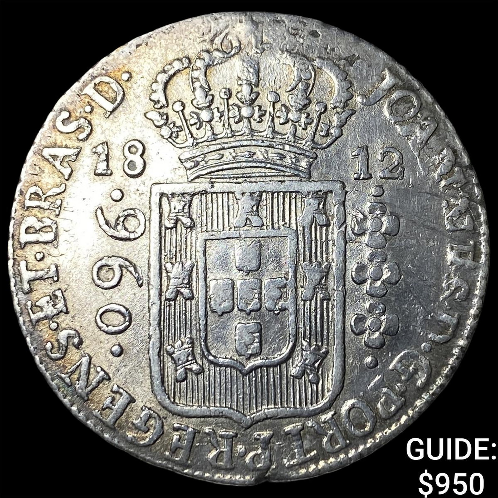 1812B Brazil Silver 960 Reis/Over 1812 8 Real Visible: 1812B Brazil Silver 960 Reis/Over 1812 8 Real Visible