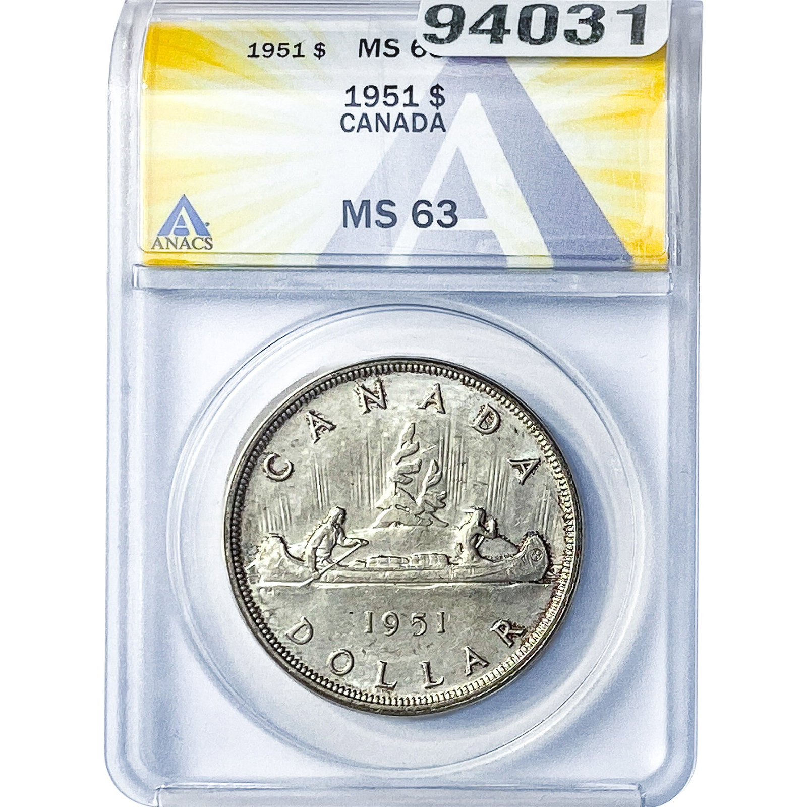 1951 Canada Silver Dollar ANACS MS63: 1951 Canada Silver Dollar ANACS MS63