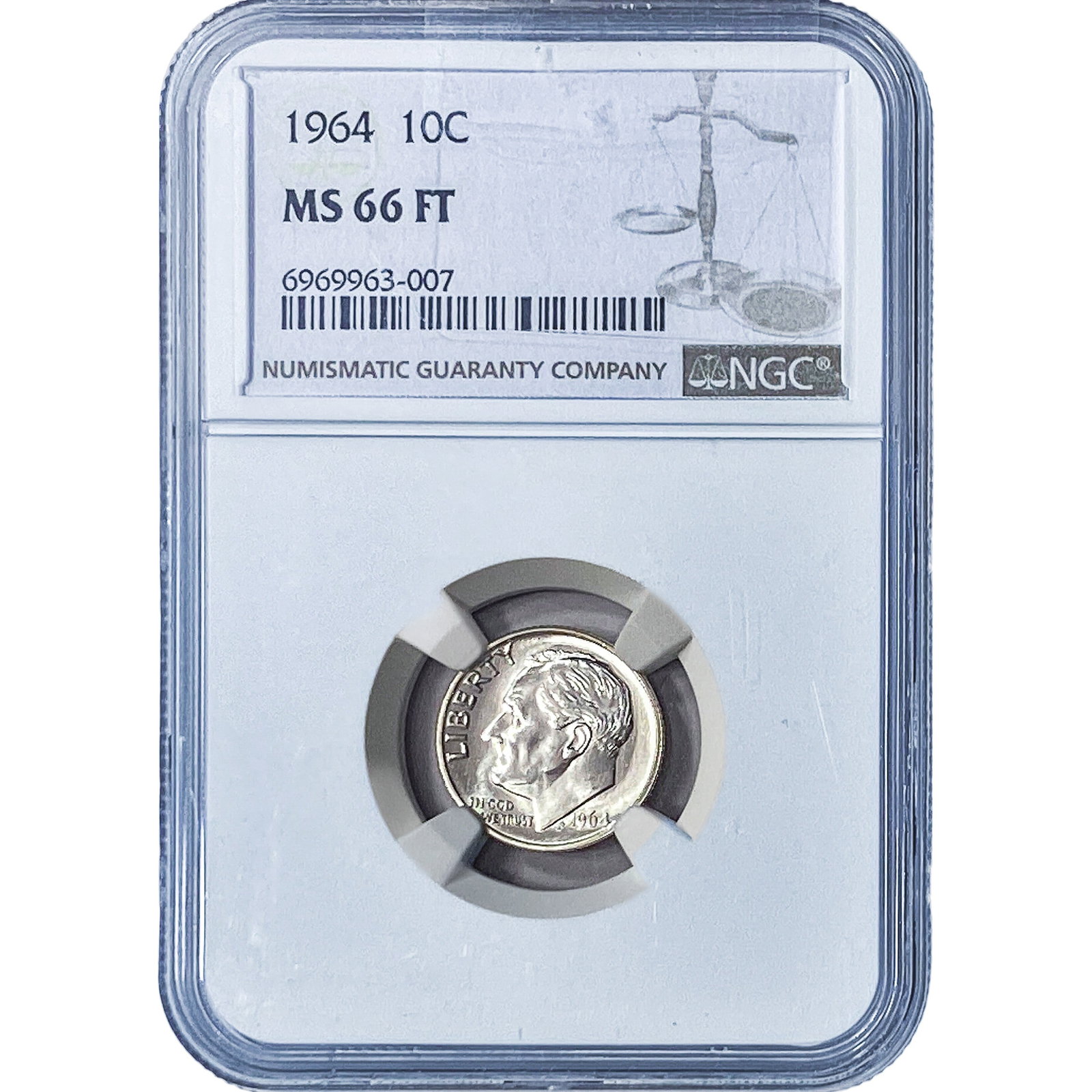 1964 Roosevelt Dime NGC MS66 FT (1 of 2)