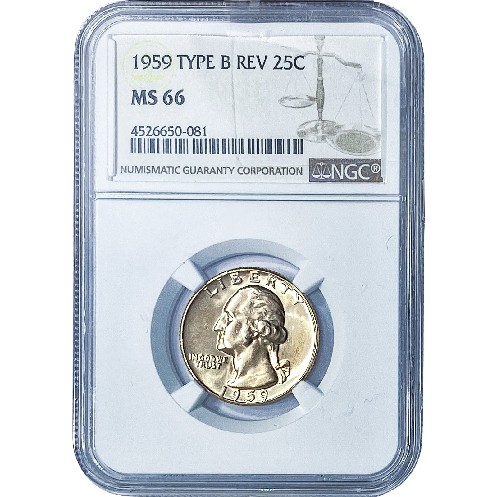 1959 Washington Silver Quarter NGC MS66 Type B Rev. (1 of 2)