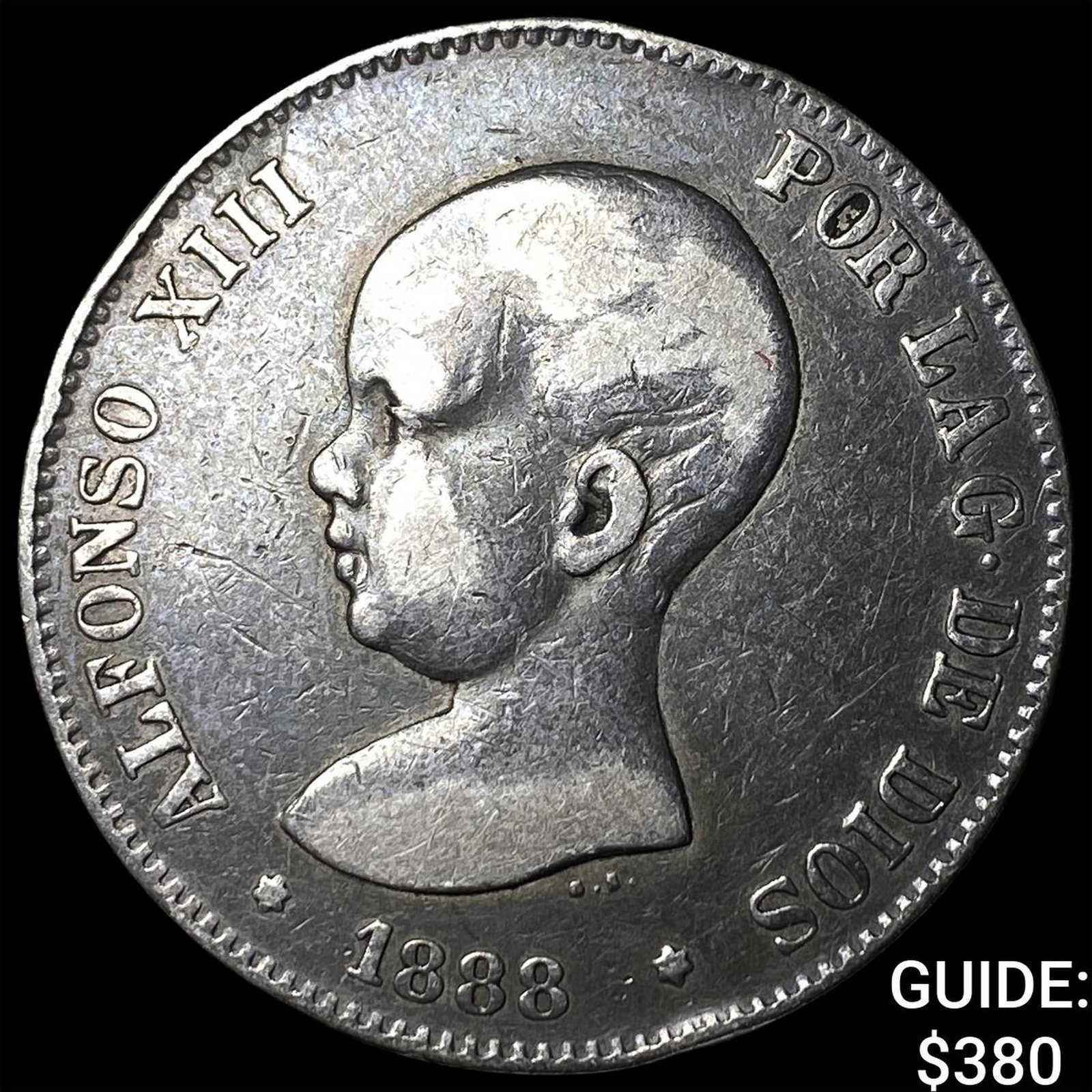 1888 Spain Alphonso XIII Silver 5 Pesetas (1 of 2)