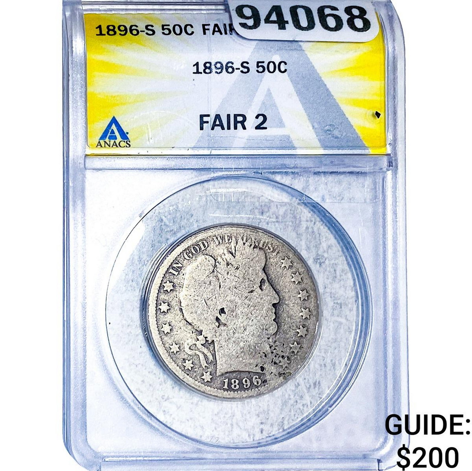 1896-S Barber Half Dollar ANACS F2 (1 of 2)