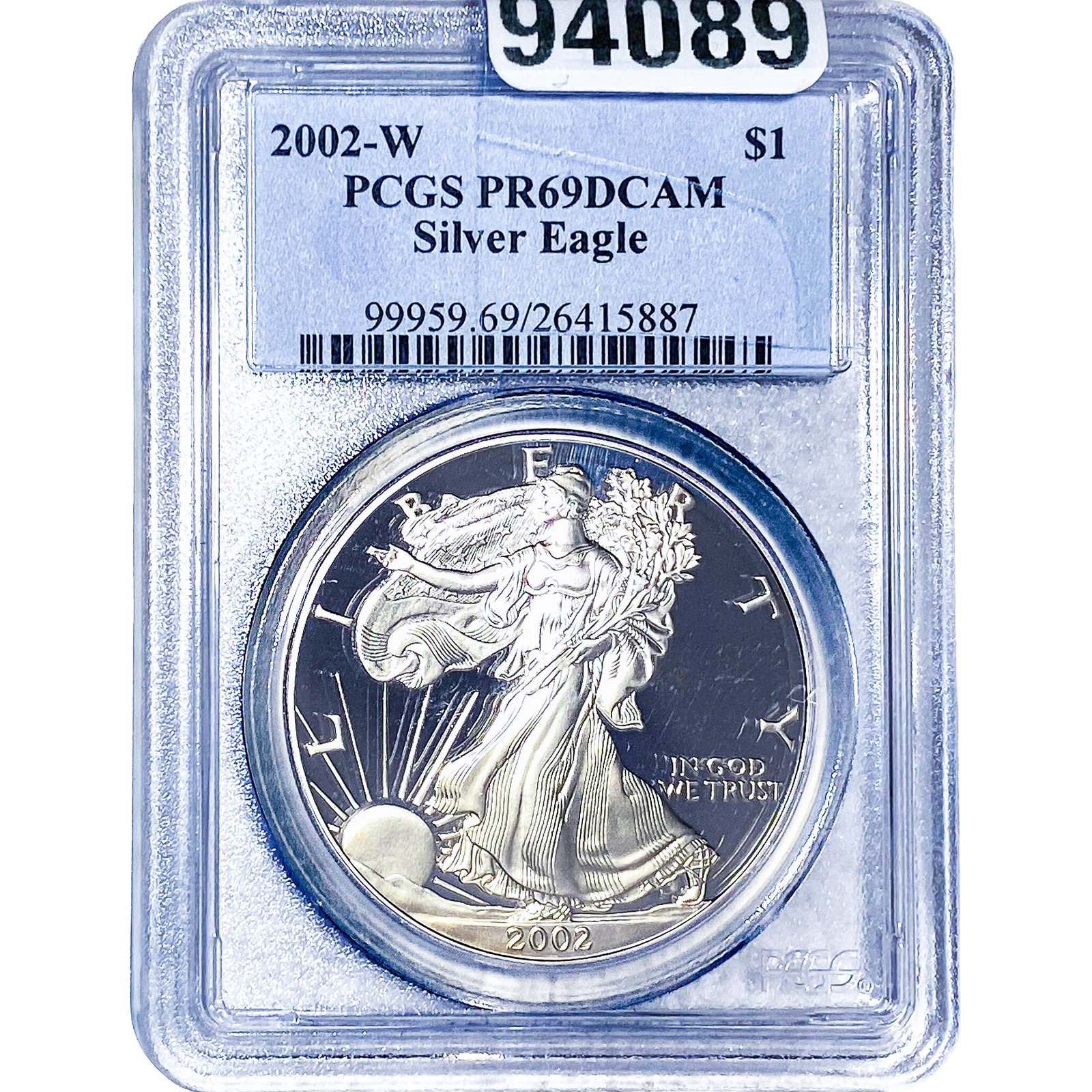 2002-W Silver Eagle PCGS PR69 DCAM: 2002-W Silver Eagle PCGS PR69 DCAM