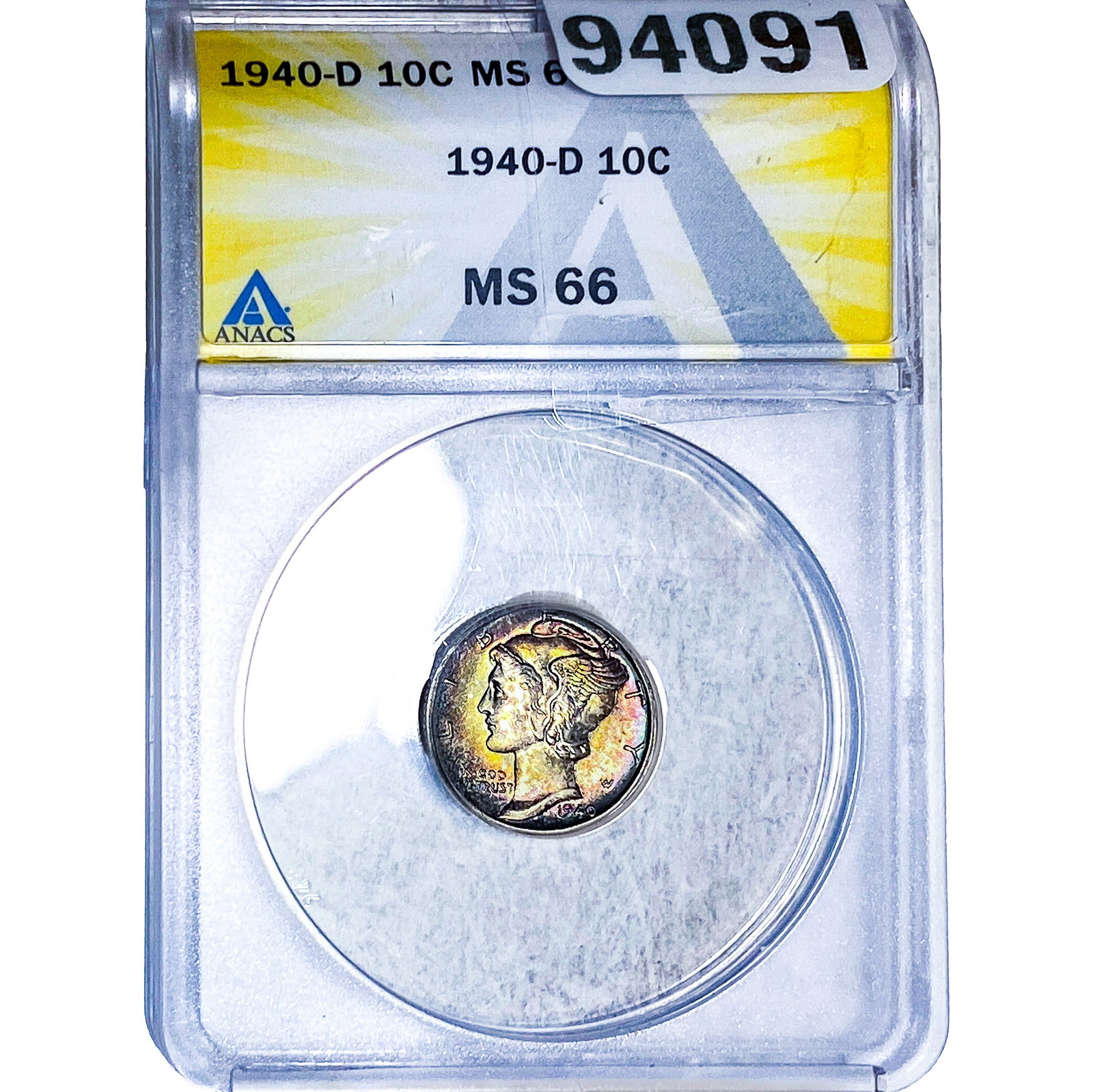 1940-D Mercury Silver Dime ANACS MS66: 1940-D Mercury Silver Dime ANACS MS66