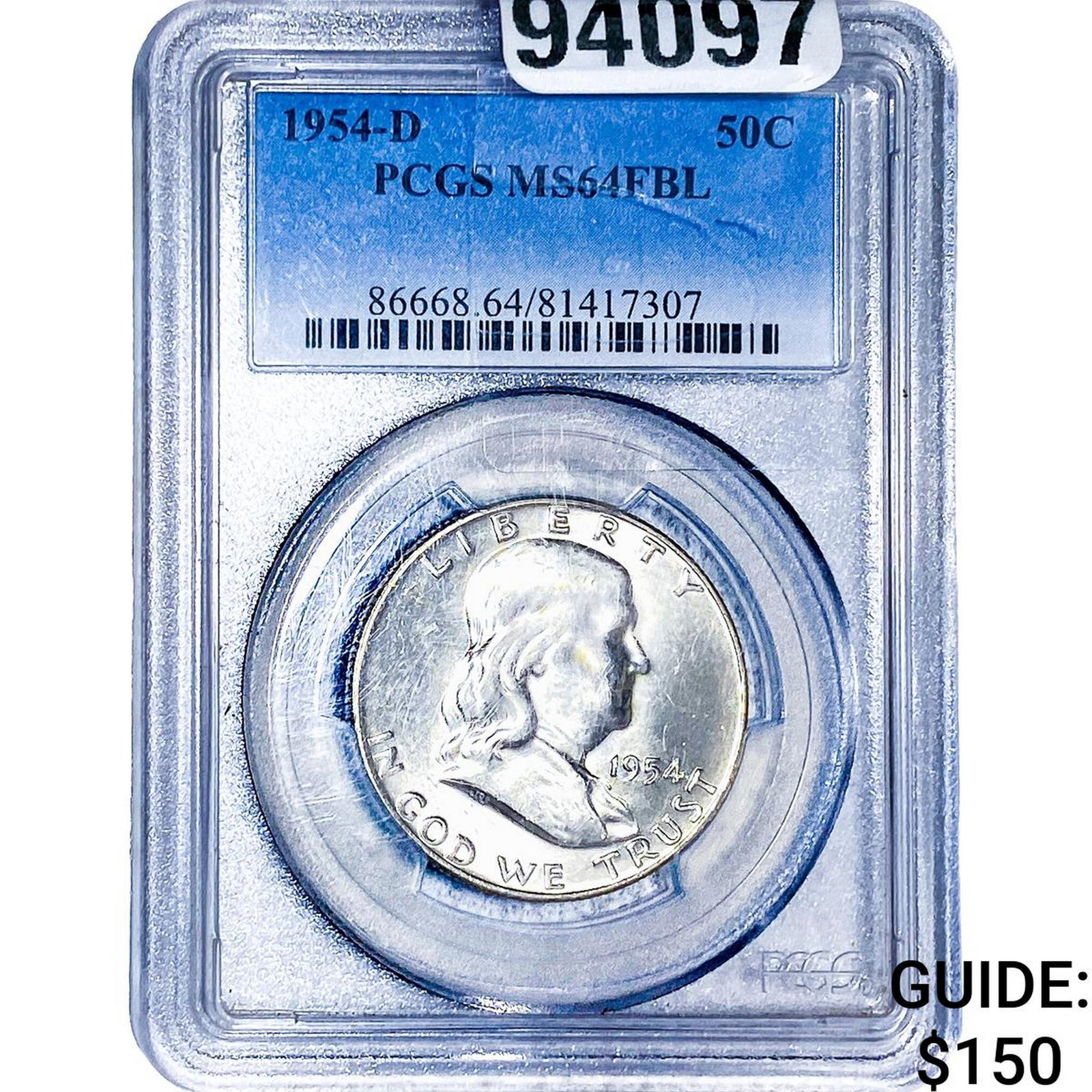 1954-D Franklin Half Dollar PCGS MS64 FBL (1 of 2)