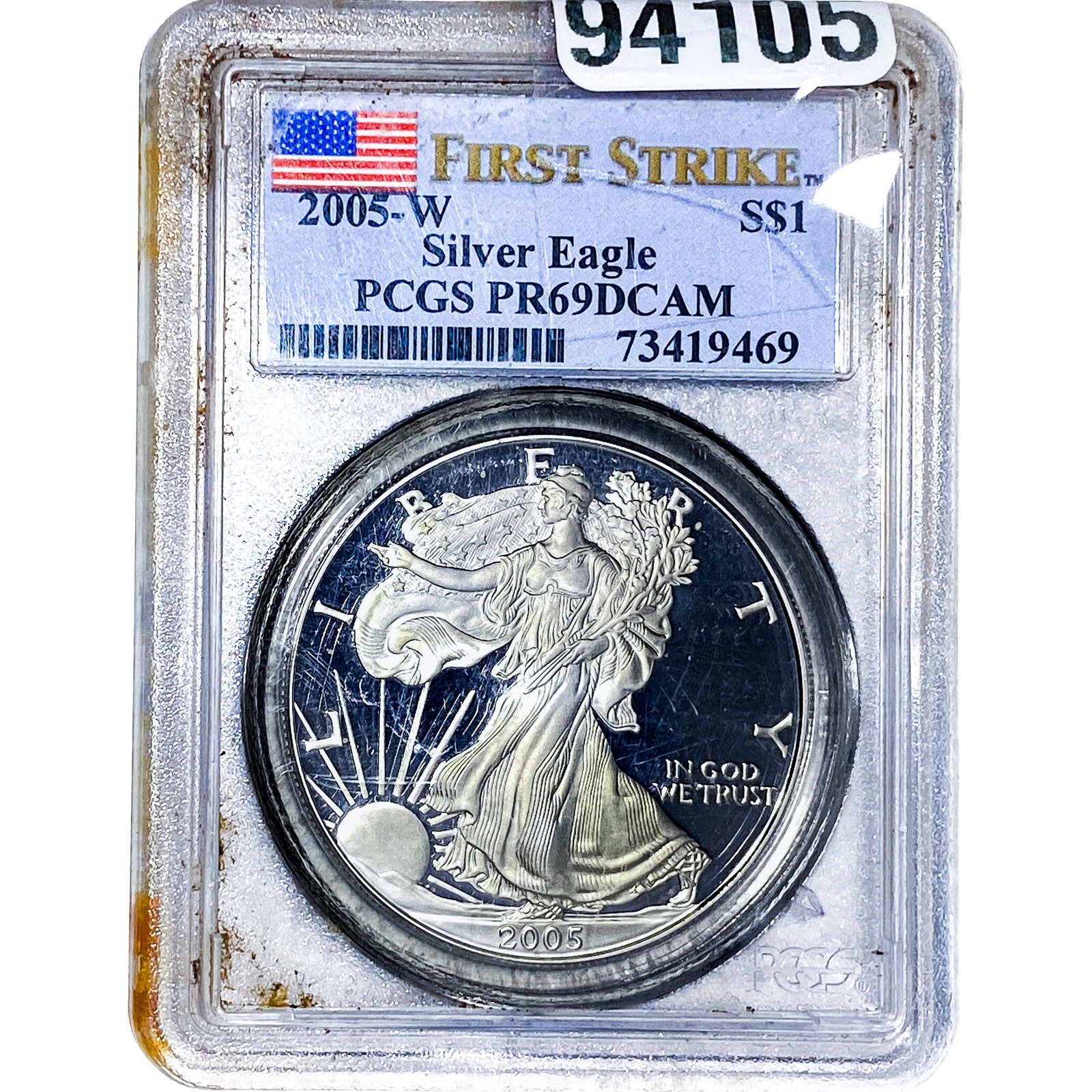 2005-W Silver Eagle PCGS PR69 DCAM: 2005-W Silver Eagle PCGS PR69 DCAM