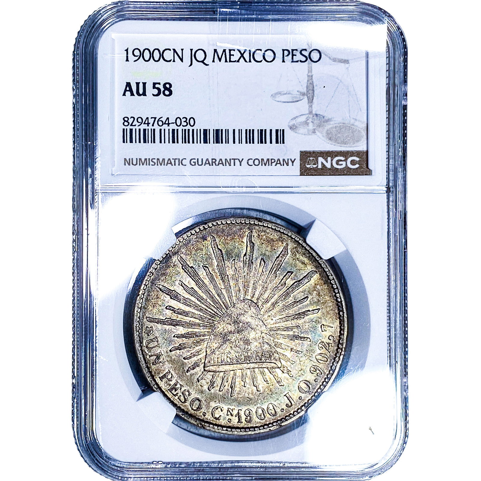 1900CN Mexico Silver 1 Peso NGC AU58: 1900CN Mexico Silver 1 Peso NGC AU58