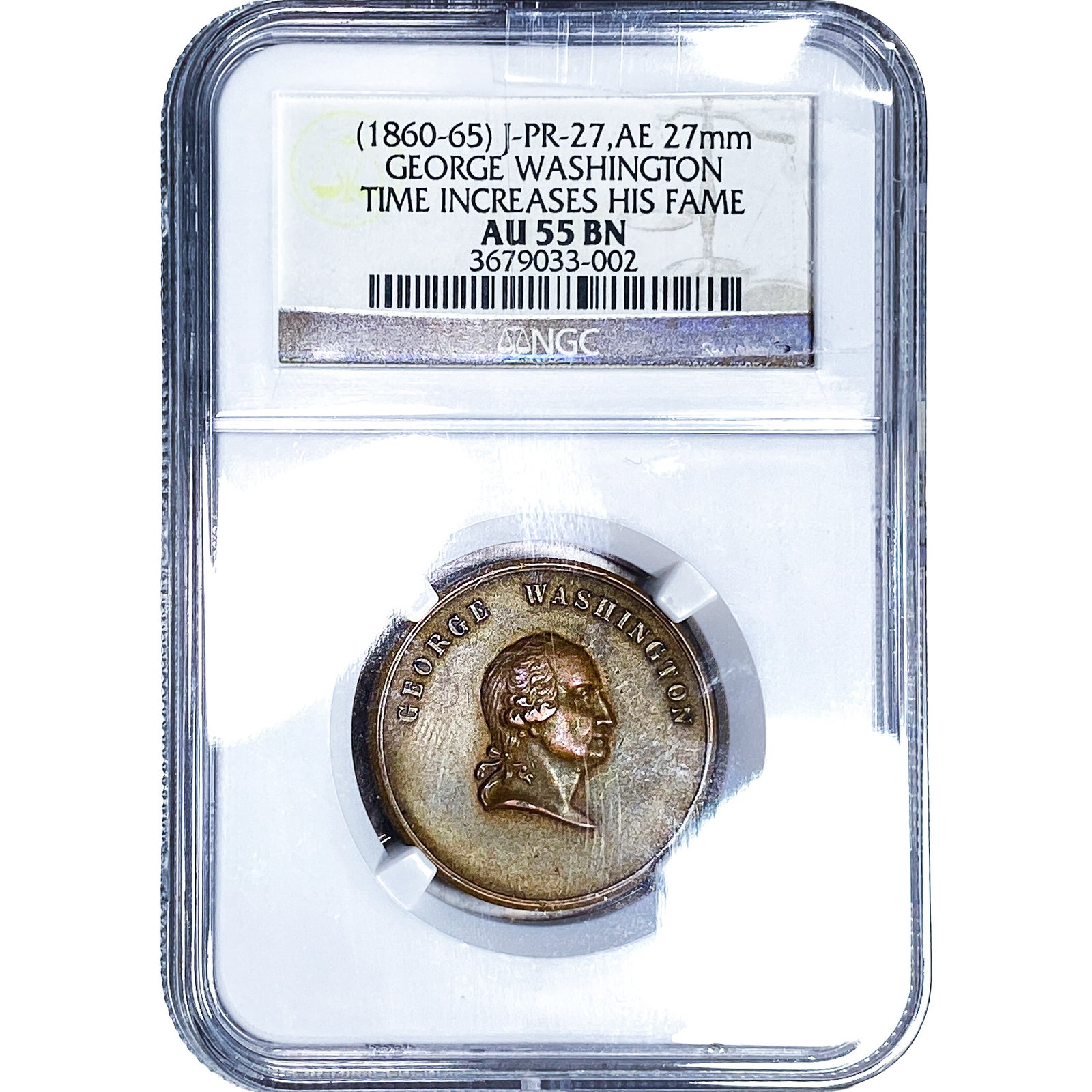 [1860-65]J-PR-27 Geroge Washington Bronze AE 27: [1860-65]J-PR-27 Geroge Washington Bronze AE 27