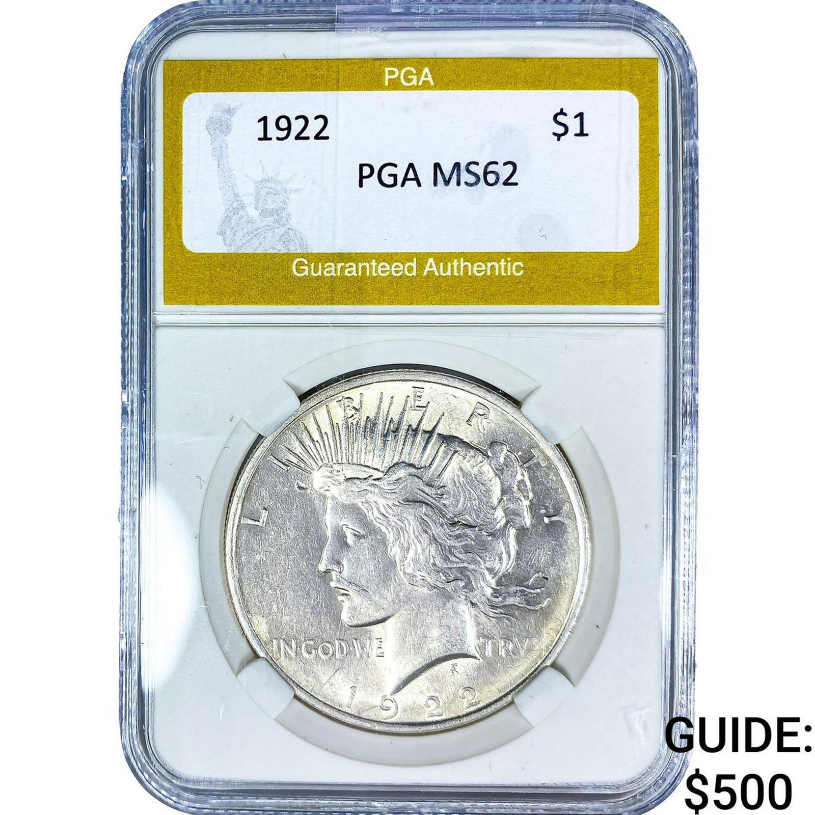1922 Silver Peace Dollar PGA MS62: 1922 Silver Peace Dollar PGA MS62
