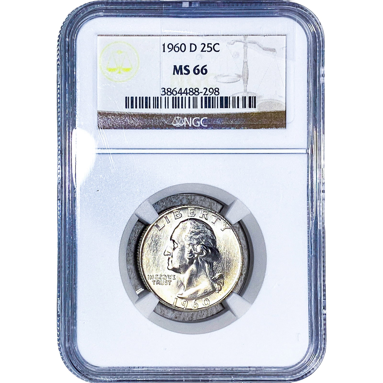 1960-D Washington Silver Quarter NGC MS66: 1960-D Washington Silver Quarter NGC MS66