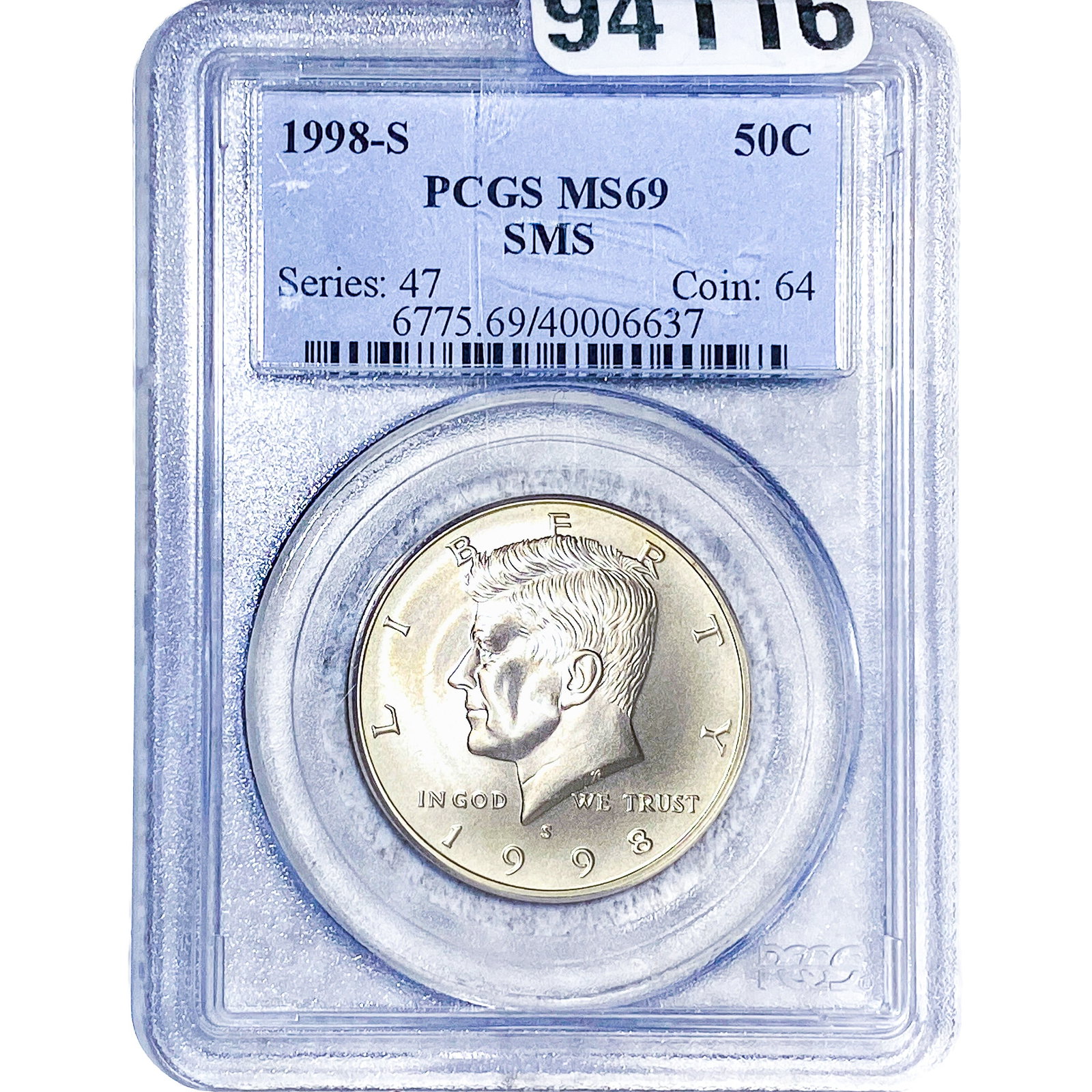 1998-S Kennedy Half Dollar PCGS MS69 SMS: 1998-S Kennedy Half Dollar PCGS MS69 SMS