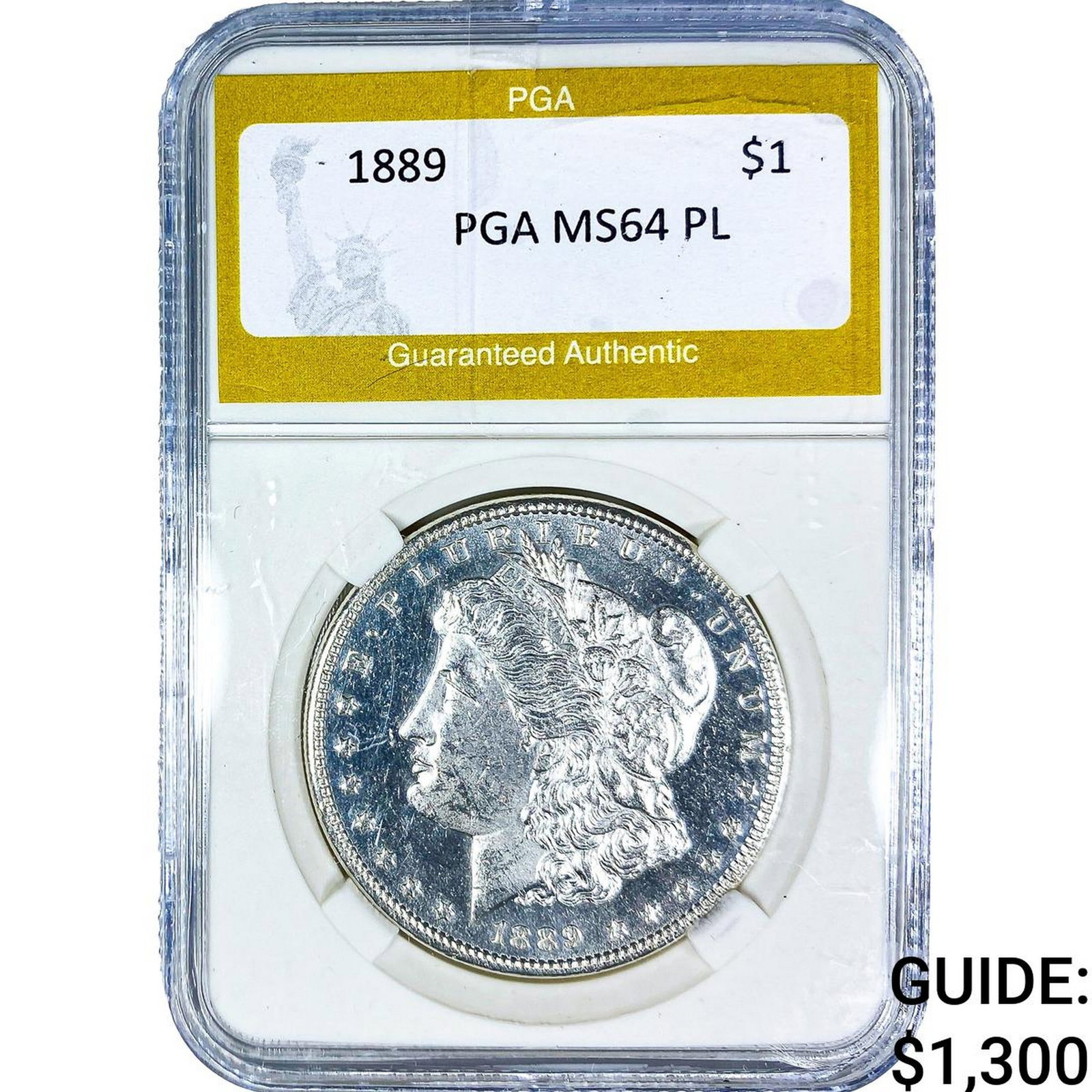 1889 Morgan Silver Dollar PGA MS64 PL: 1889 Morgan Silver Dollar PGA MS64 PL