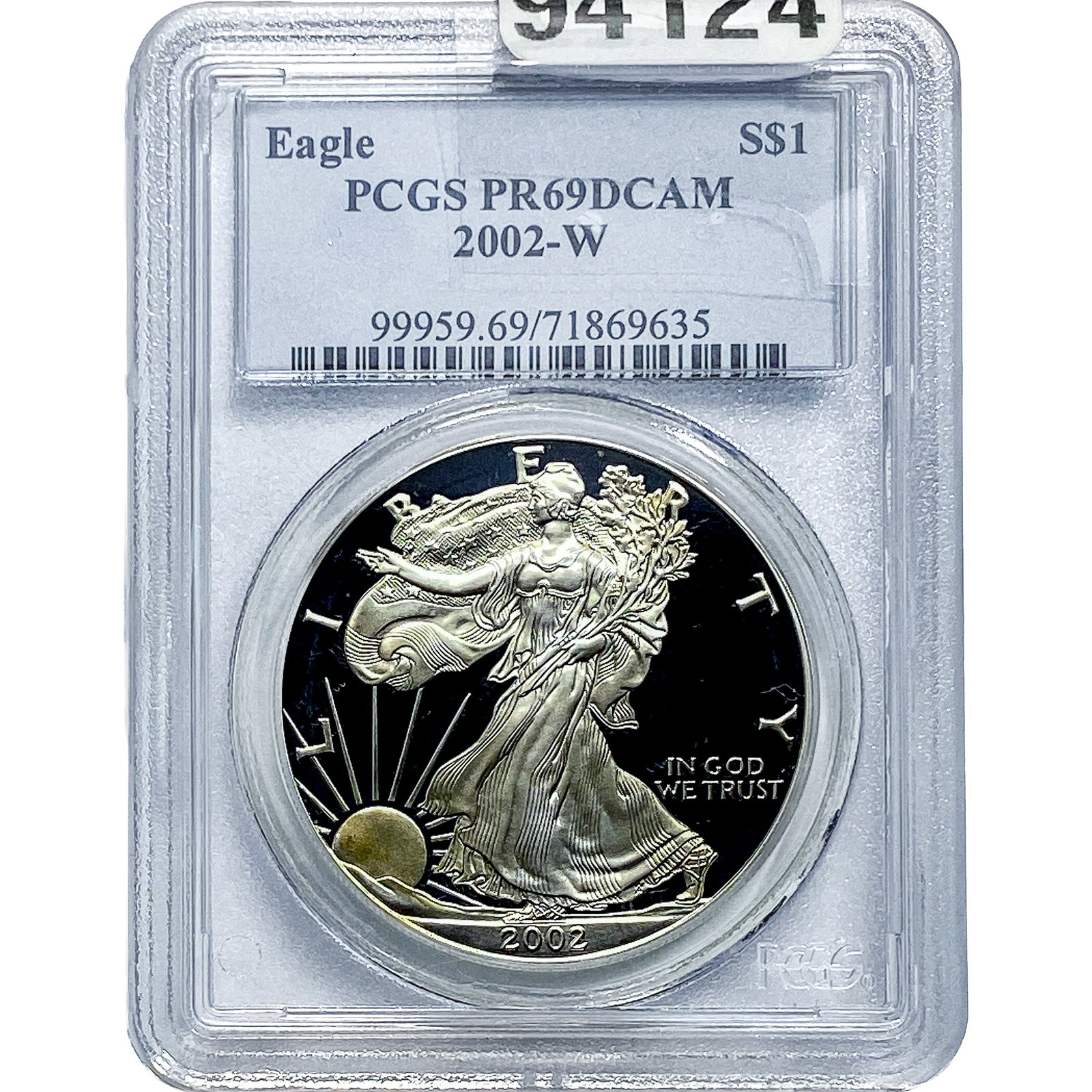 2002-W Silver Eagle PCGS PR69 DCAM: 2002-W Silver Eagle PCGS PR69 DCAM