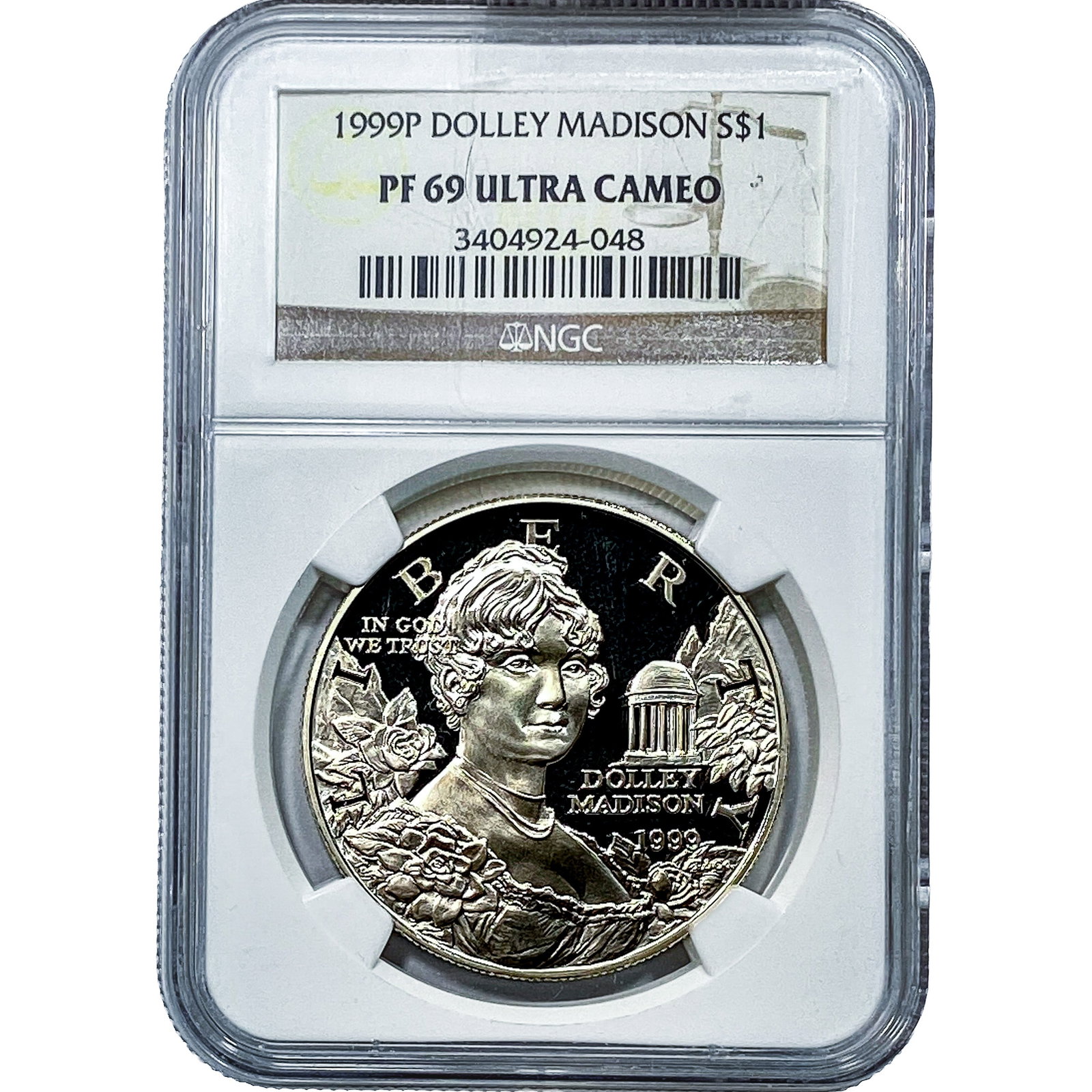 1999-P Dolley Madison Silver $1 NGC PF69 Ultra Cameo: 1999-P Dolley Madison Silver $1 NGC PF69 Ultra Cameo