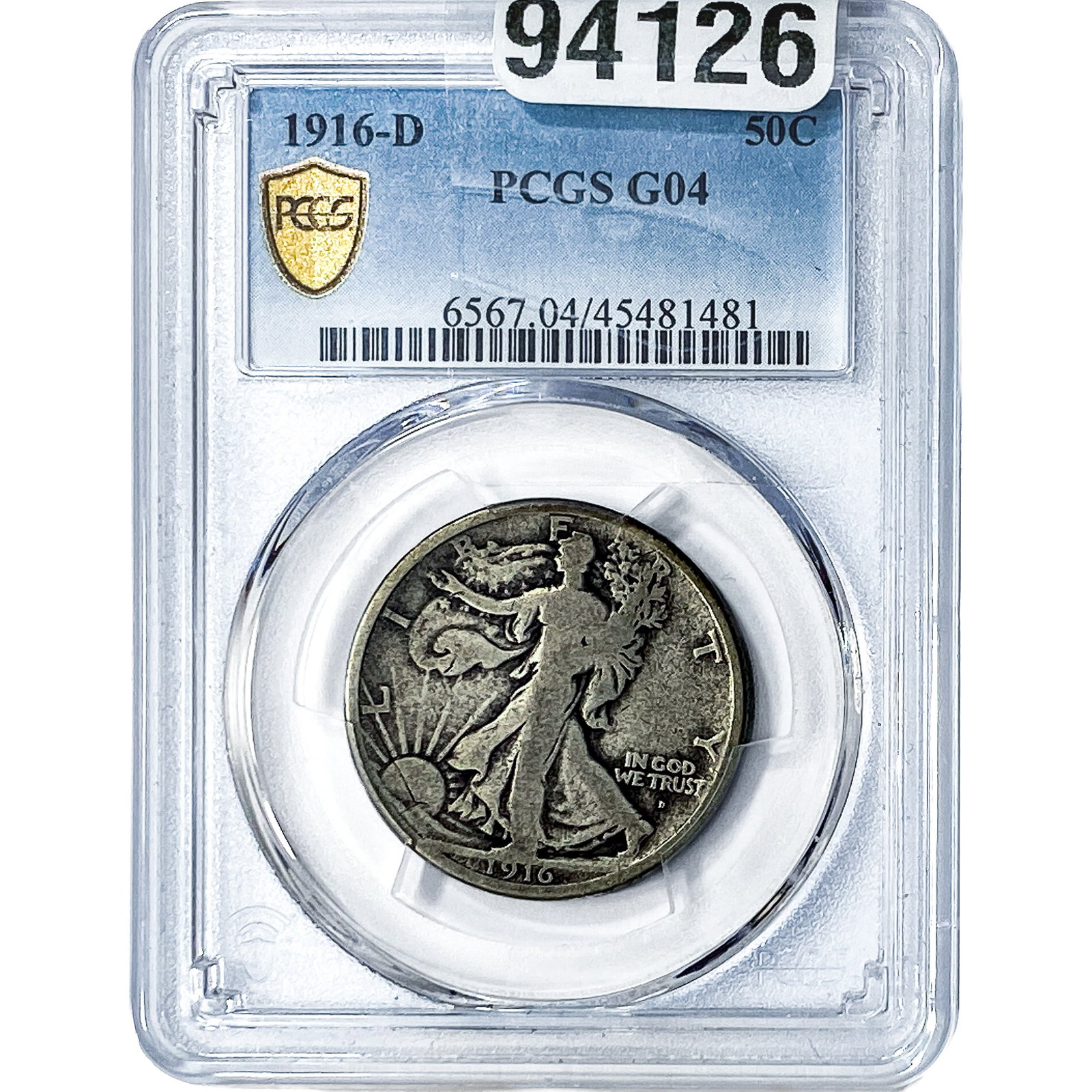 1916-D Walking Liberty Half Dollar PCGS G04: 1916-D Walking Liberty Half Dollar PCGS G04