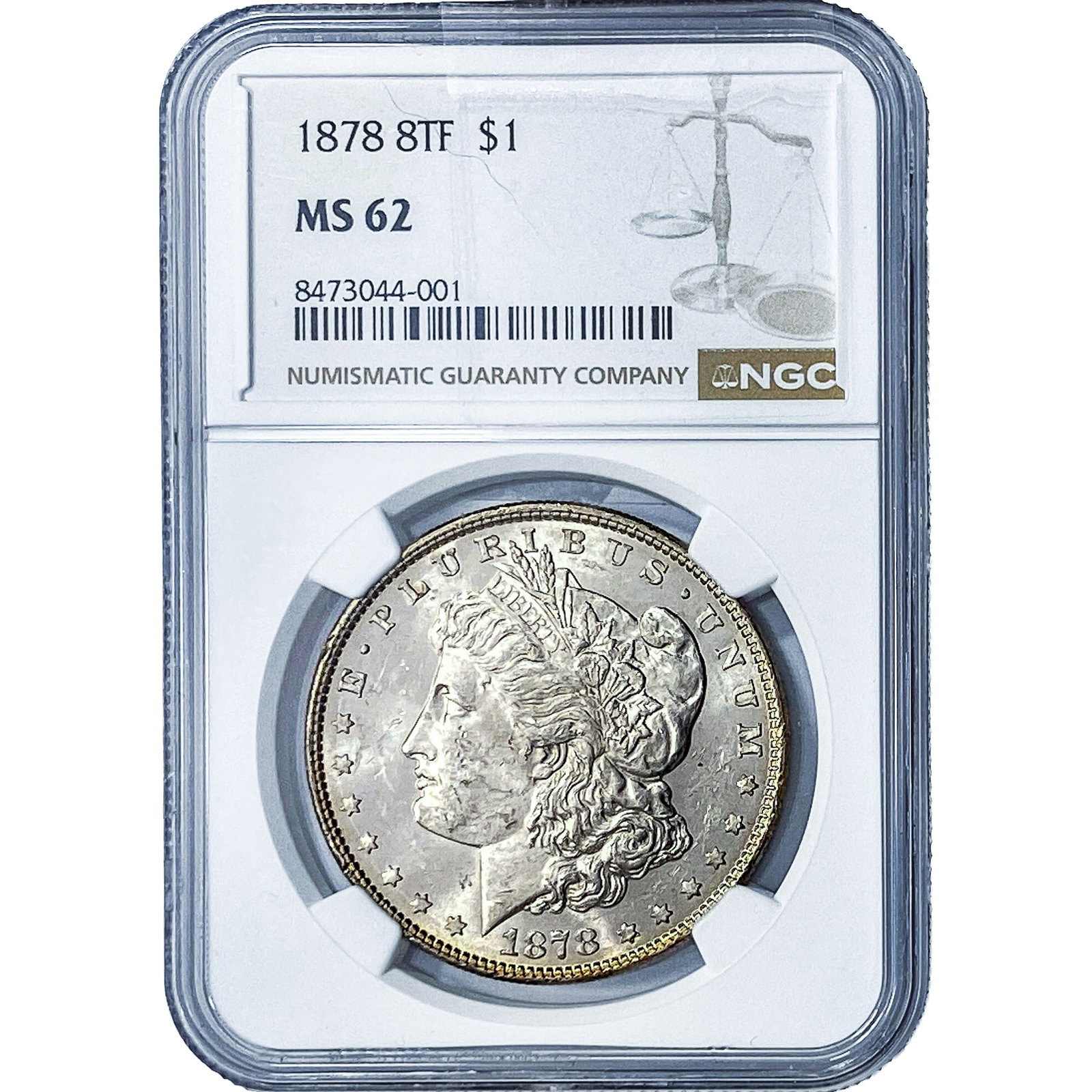 1878 8TF Morgan Silver Dollar NGC MS62: 1878 8TF Morgan Silver Dollar NGC MS62
