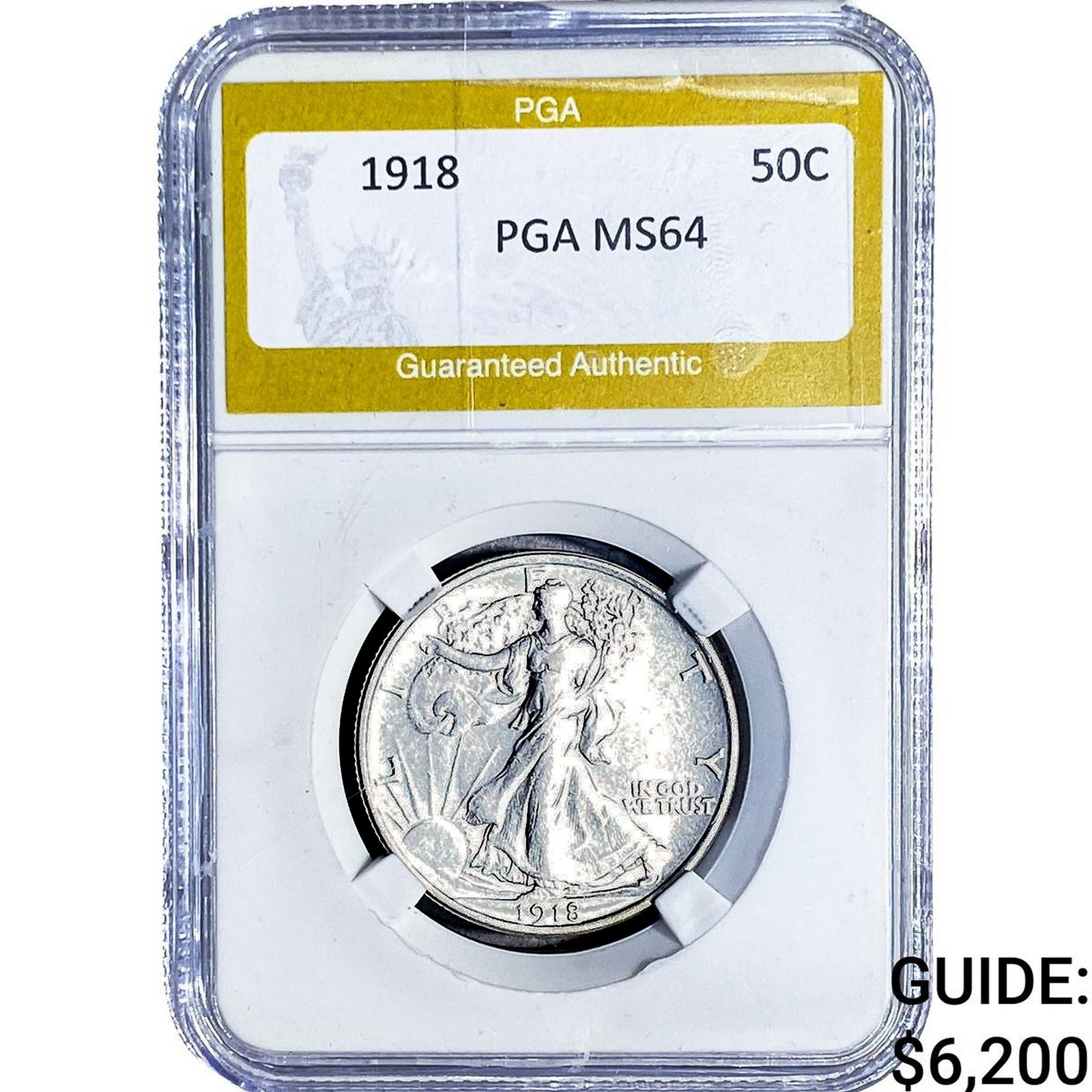1918 Walking Liberty Half Dollar PGA MS64: 1918 Walking Liberty Half Dollar PGA MS64