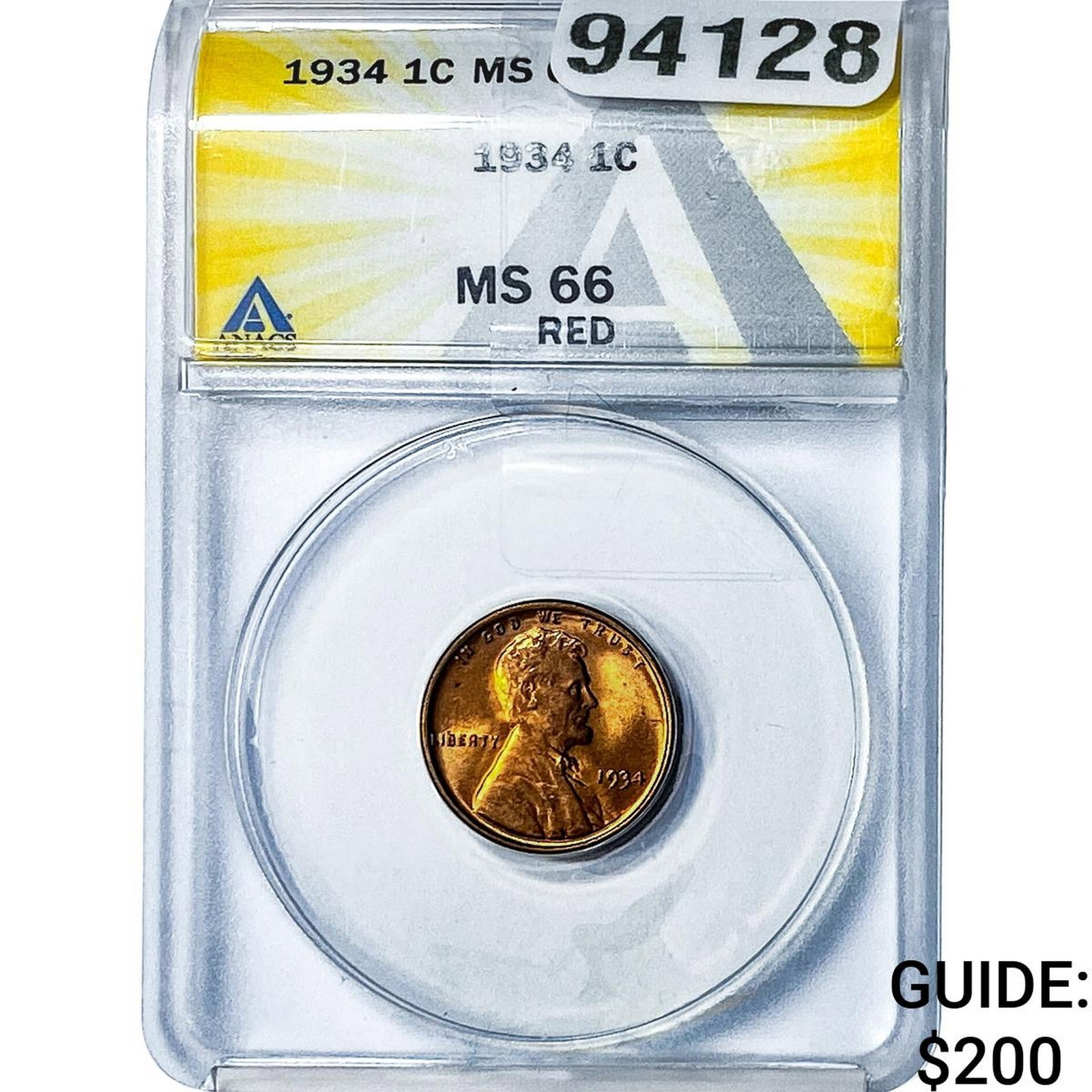 1934 Wheat Cent ANACS MS66 Red (1 of 2)