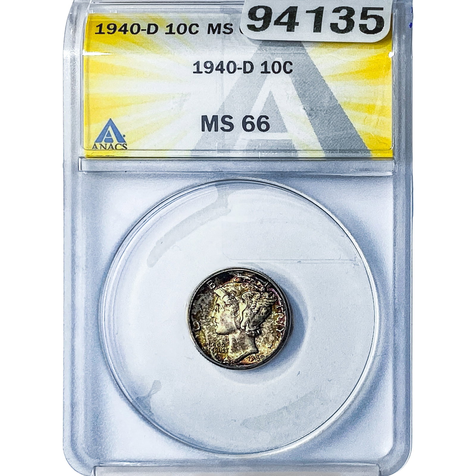 1940-D Mercury Silver Dime ANACS MS66: 1940-D Mercury Silver Dime ANACS MS66
