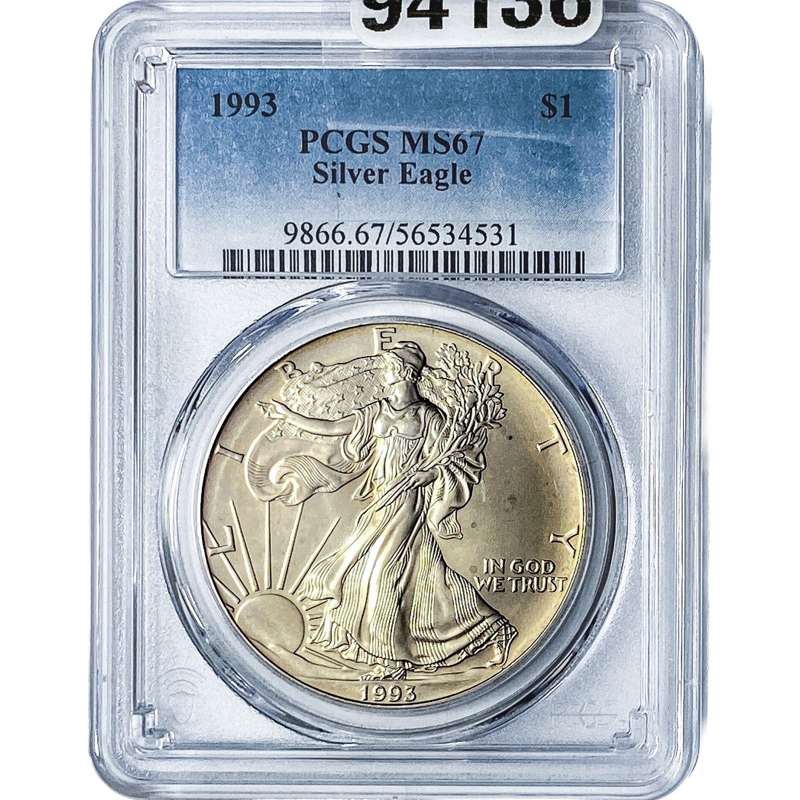 1993 Silver Eagle PCGS MS67: 1993 Silver Eagle PCGS MS67