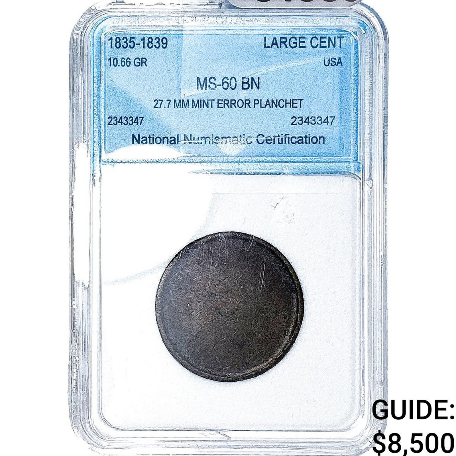 1835-1839 Coronet Head Large Cent NNC MS60 BN: 1835-1839 Coronet Head Large Cent NNC MS60 BN