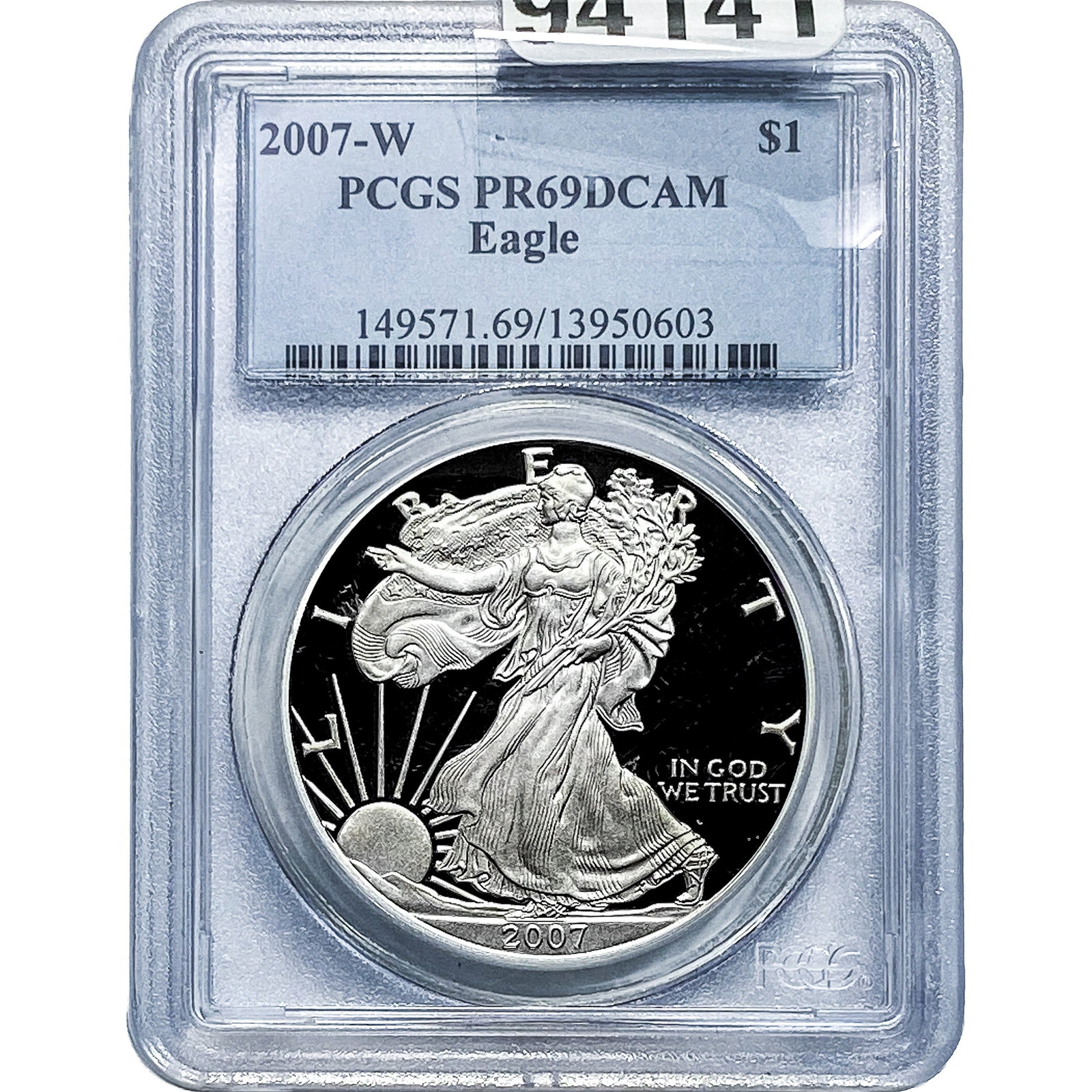 2007-W Silver Eagle PCGS PR69 DCAM: 2007-W Silver Eagle PCGS PR69 DCAM