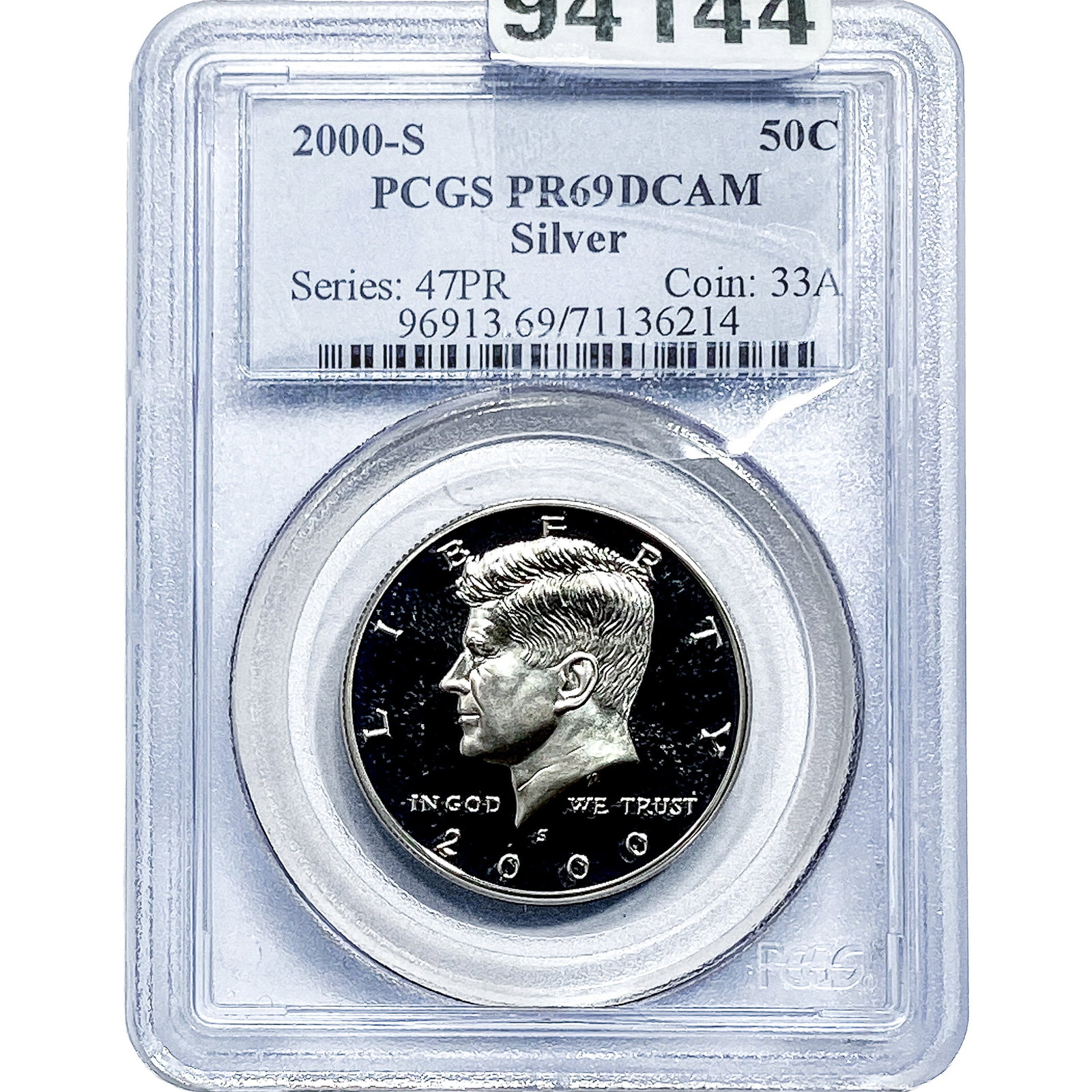 2000-S Kennedy Half Dollar PCGS PR69 Silver DCAM (1 of 2)