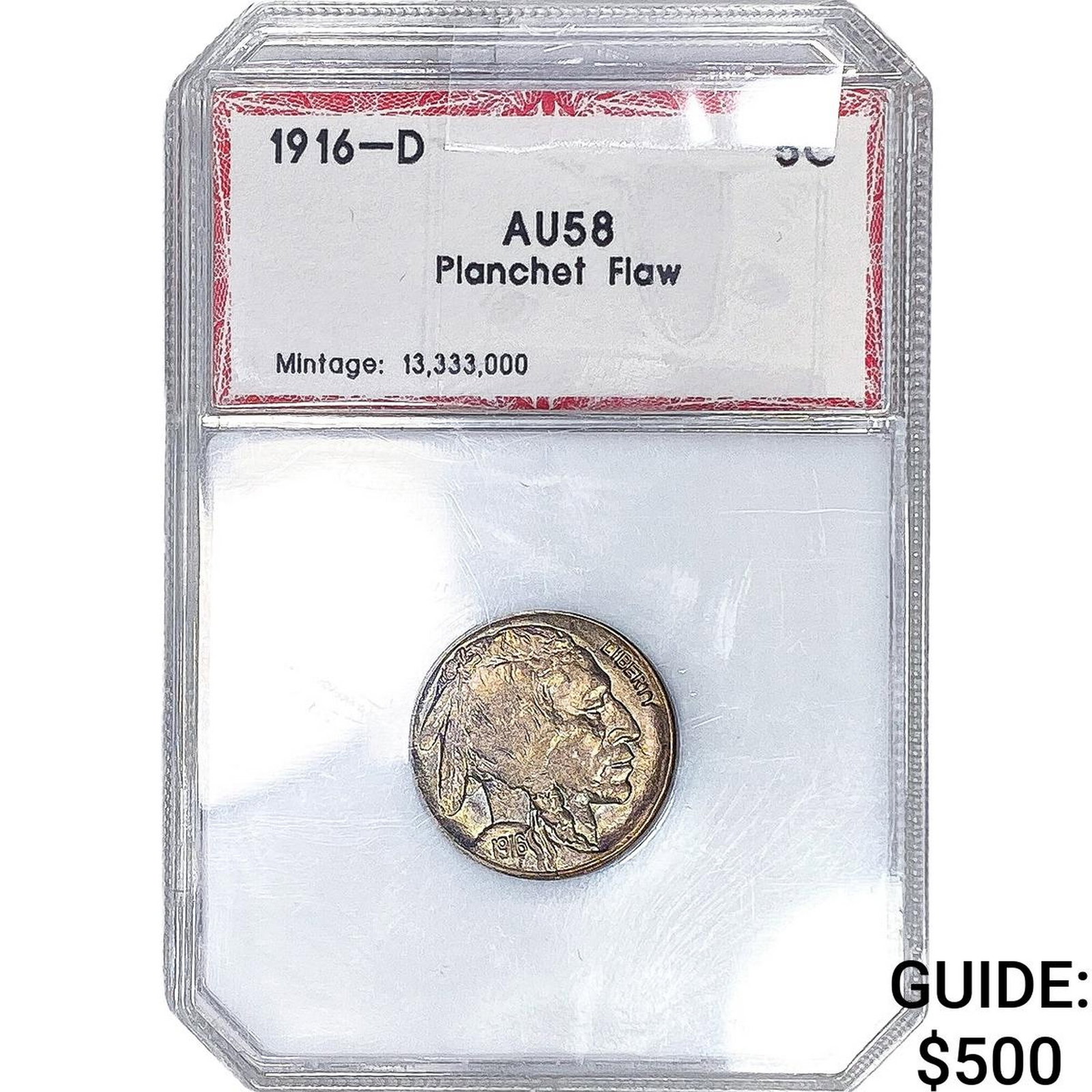 1916-D Buffalo Nickel PCI AU58: 1916-D Buffalo Nickel PCI AU58