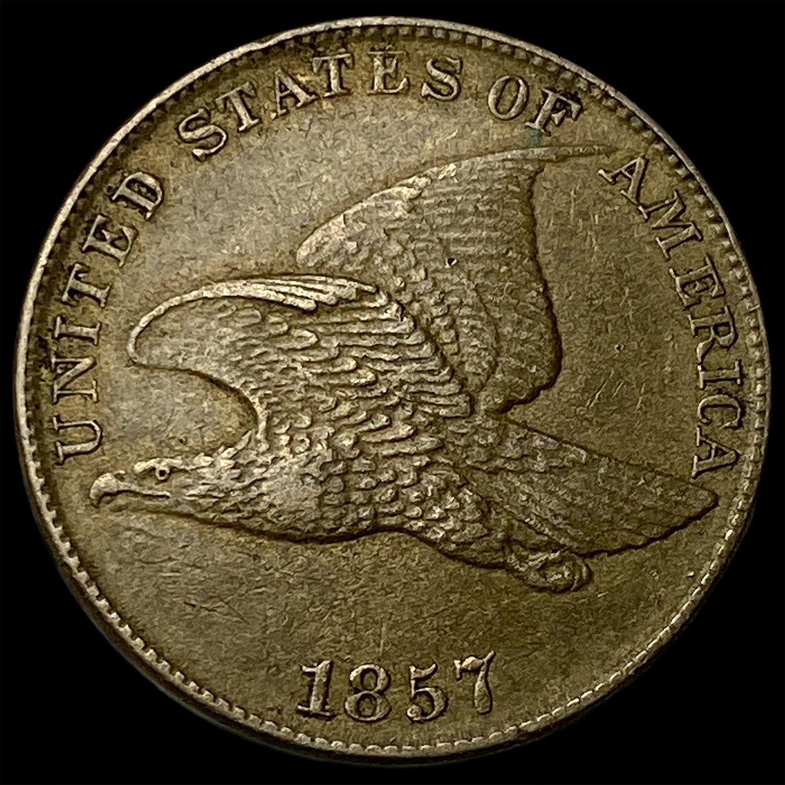 1857 Copper-Nickel Flying Eagle Cent CLOSELY UNCIRCULATED: 1857 Copper-Nickel Flying Eagle Cent CLOSELY UNCIRCULATED